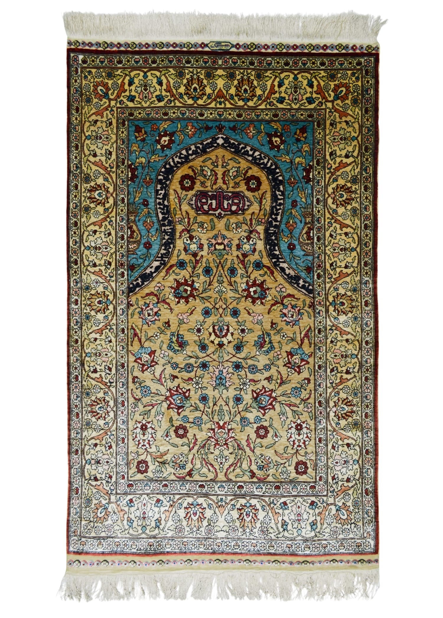 Saf İpekten El Dokuma Mihraplı Seccade Kayseri Halısı 81x138 cm (1.12 m²)