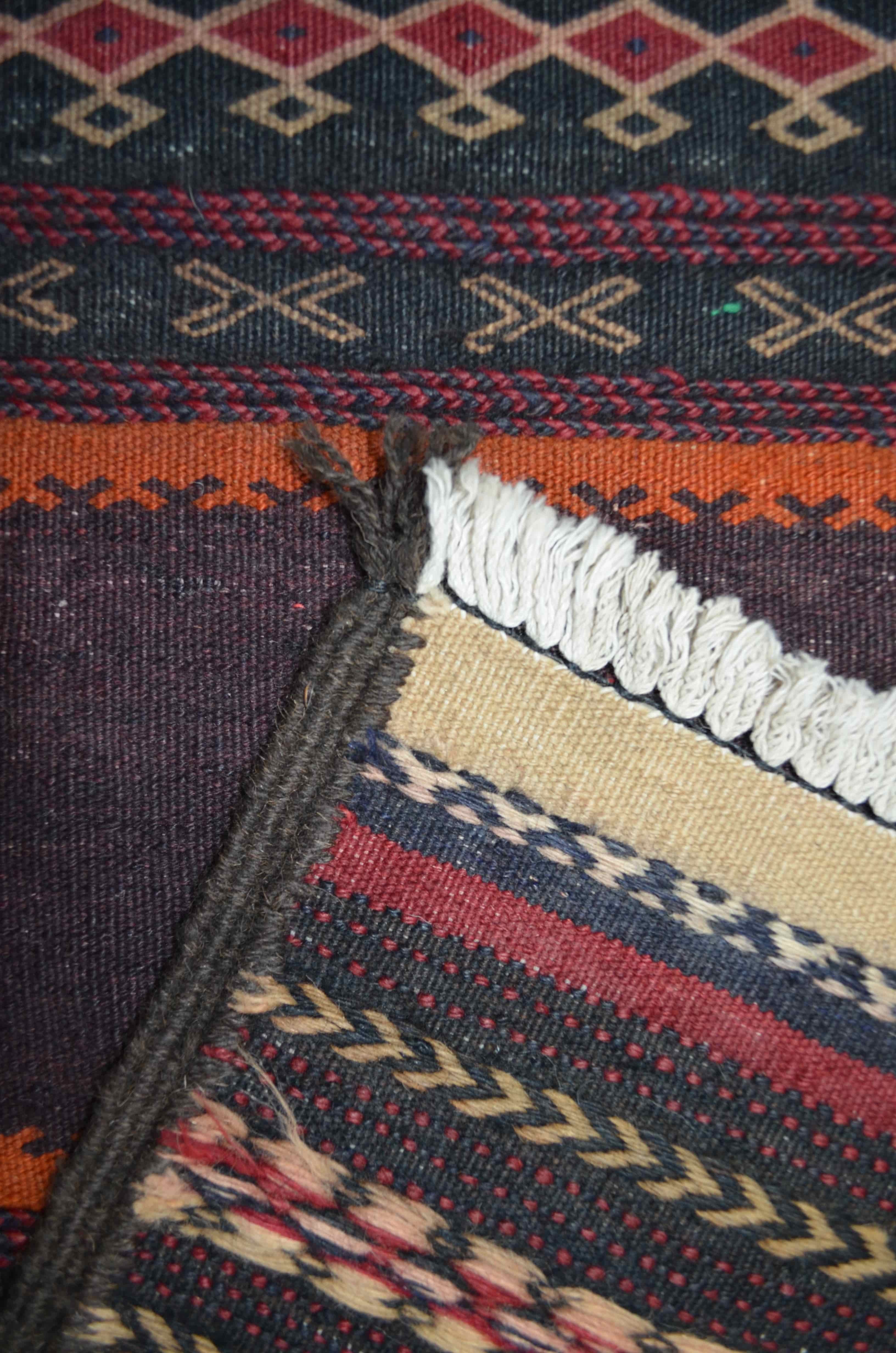 Afgan Kaleynof El Dokuma Kahverengi Yün Kilim Yolluk 55x275 cm (1.51 m²)