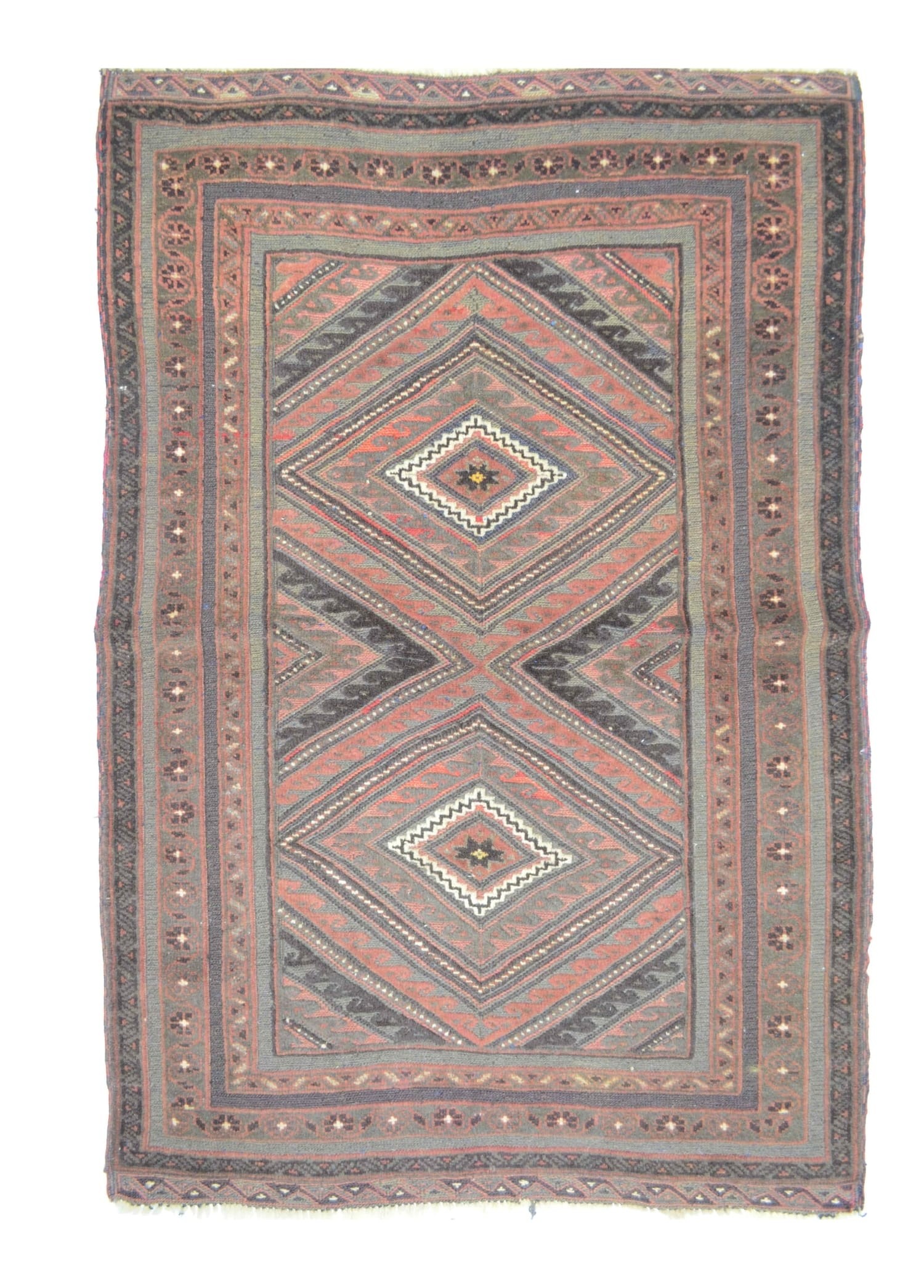 Afgan Muşvani El Dokuma Kabartmalı Kahverengi Yün Kilim 83x120 cm (1 m²)