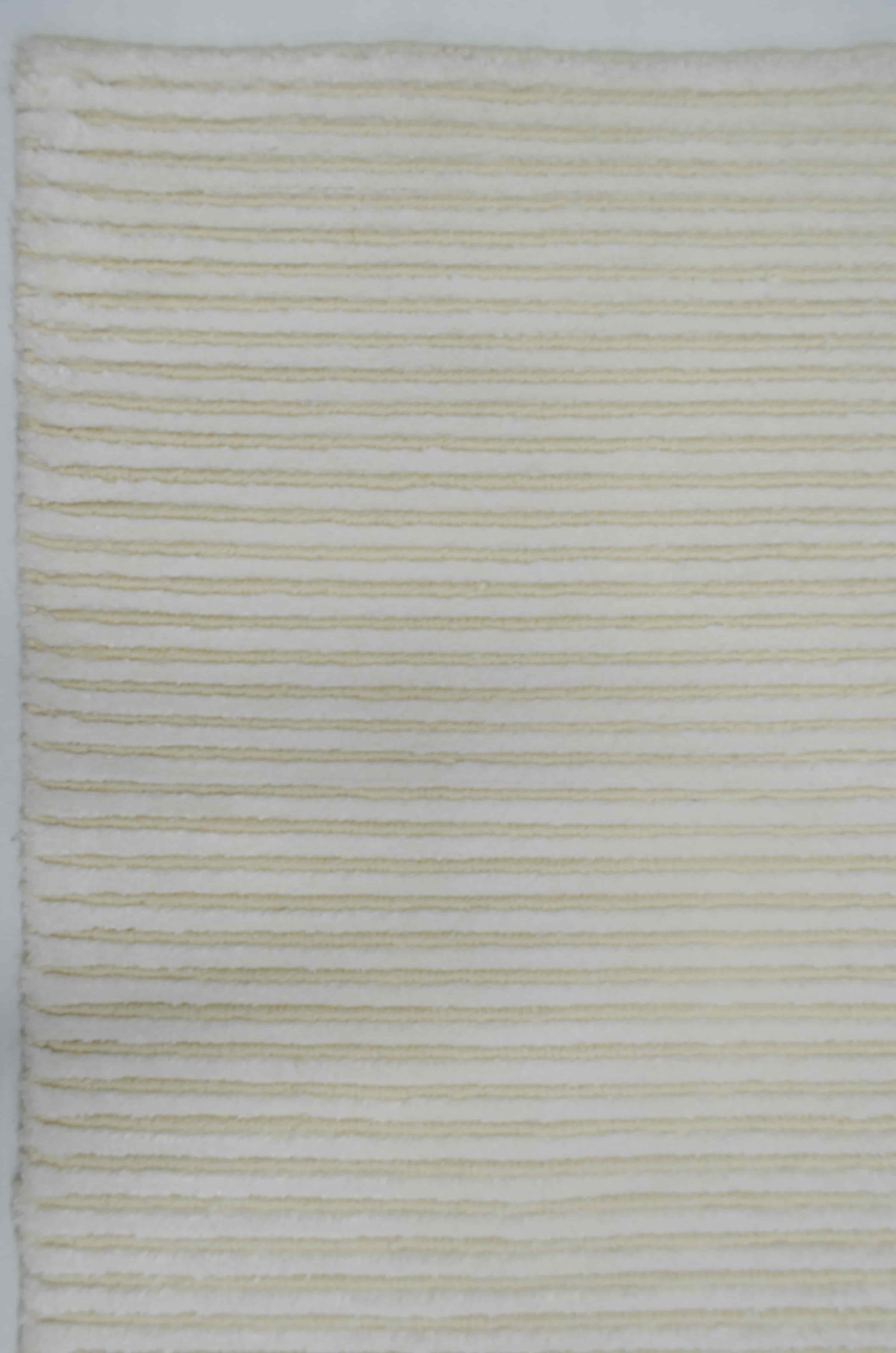 Nüans Beyaz Renk İpek Görünümlü Viskoz Modern Çizgili El Dokuma Halı 80x150 cm (1.2 m²)
