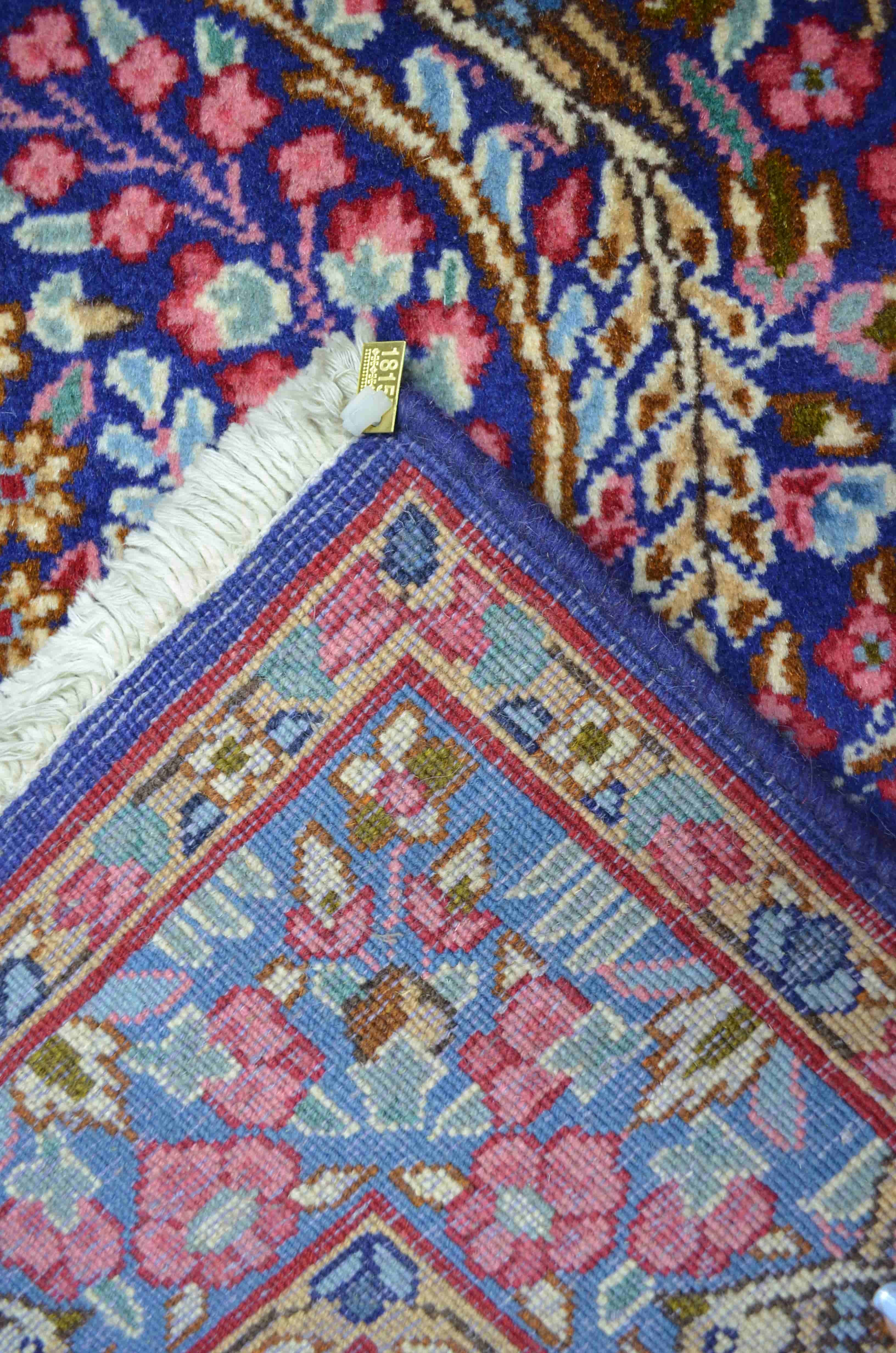 İran Kirman Halısı, El Dokuma, Doğa Tasvirli Mavi Renk 100x146 cm (1.46 m²)