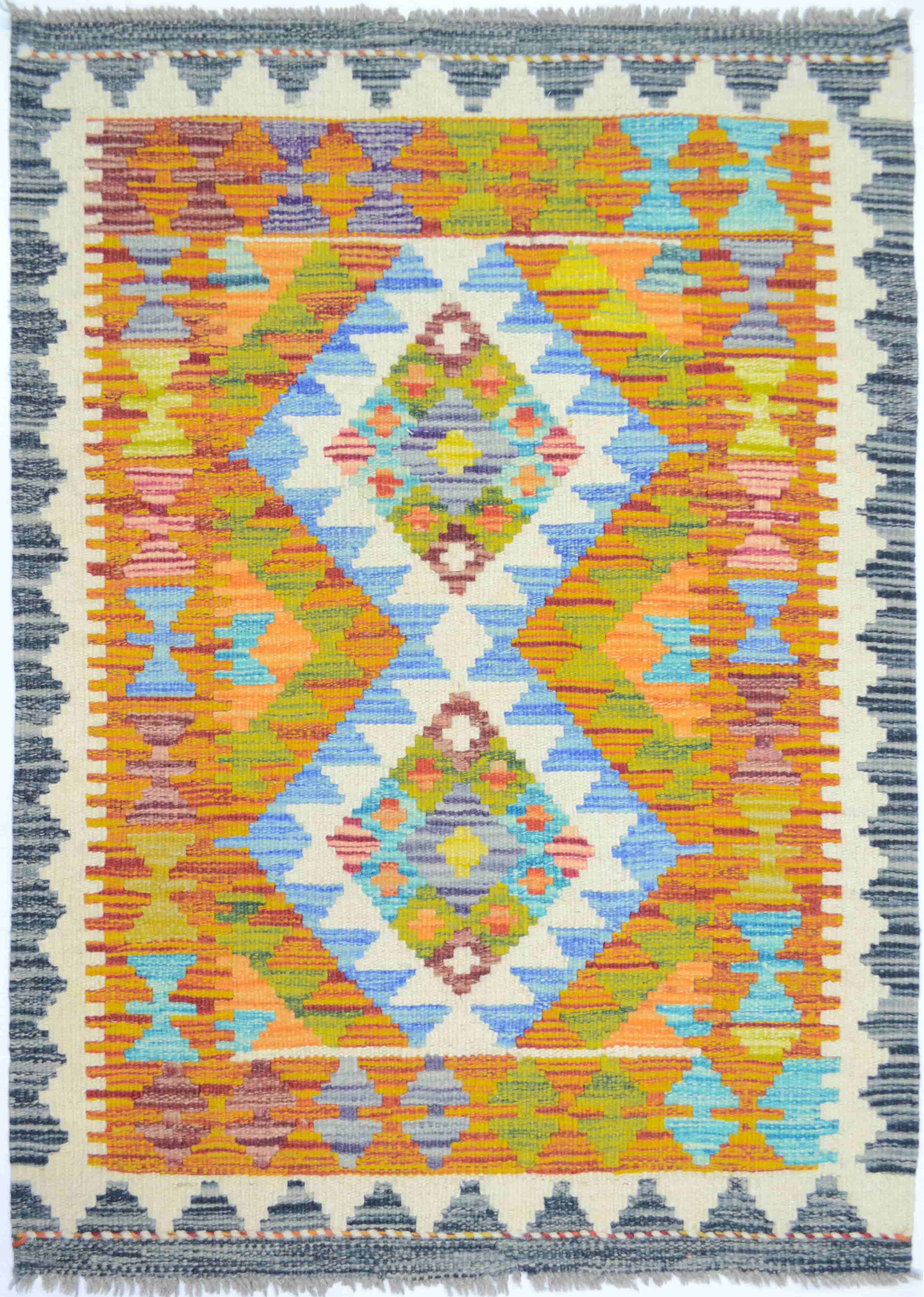El Dokuma Renkli Afgan Kilim 60x90 cm (0.54 m²)