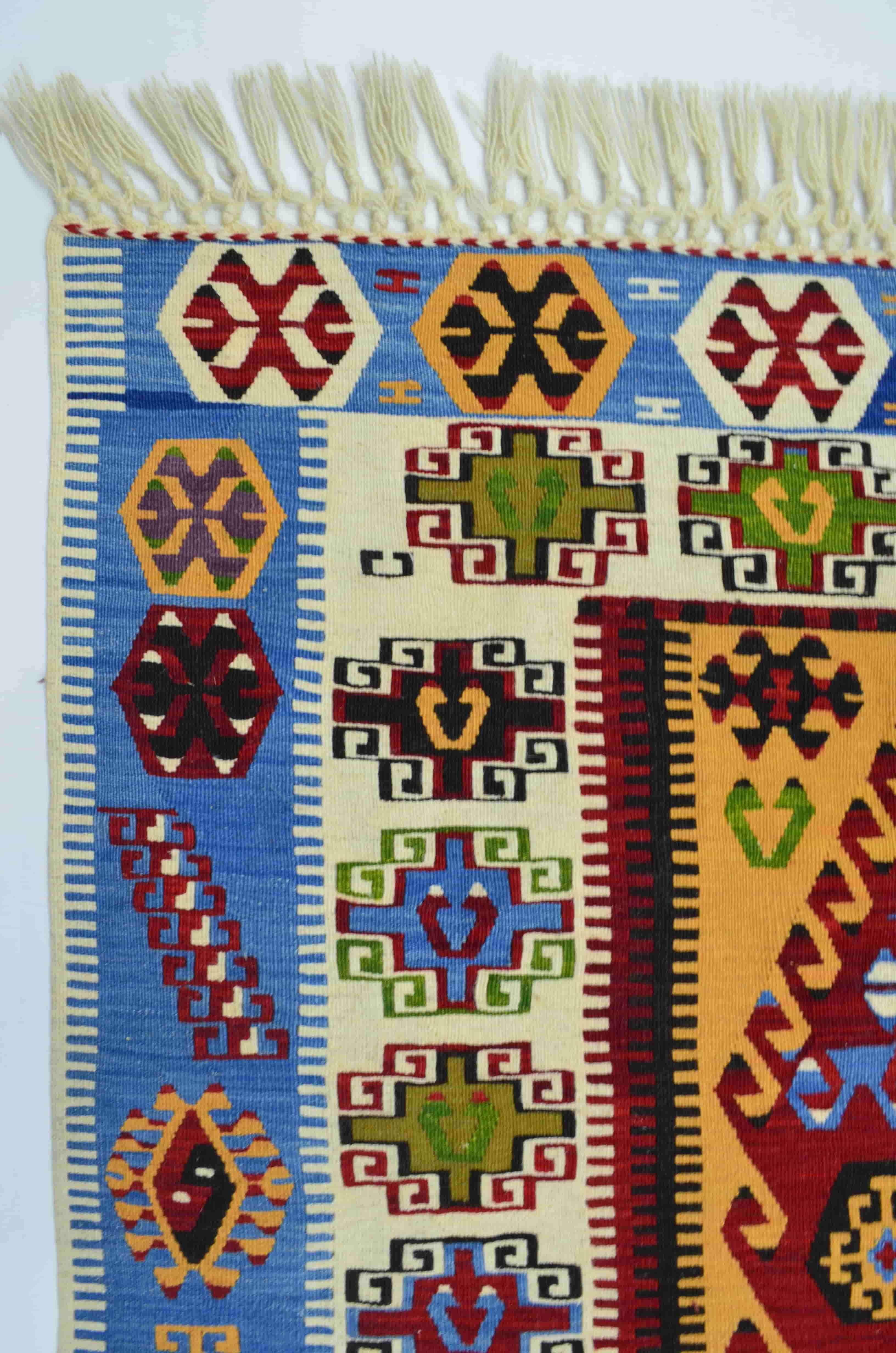 Yün İplikten El Dokuma Antik Süper İnce Kilim 104x161 cm (1.67 m²)