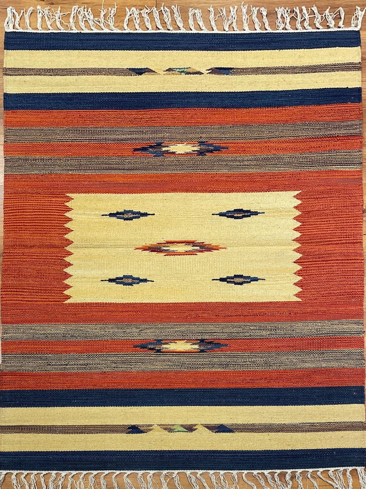 Etnik Desenli El Dokuma Pamuk Kilim (90x160 cm, 1.44 m²)