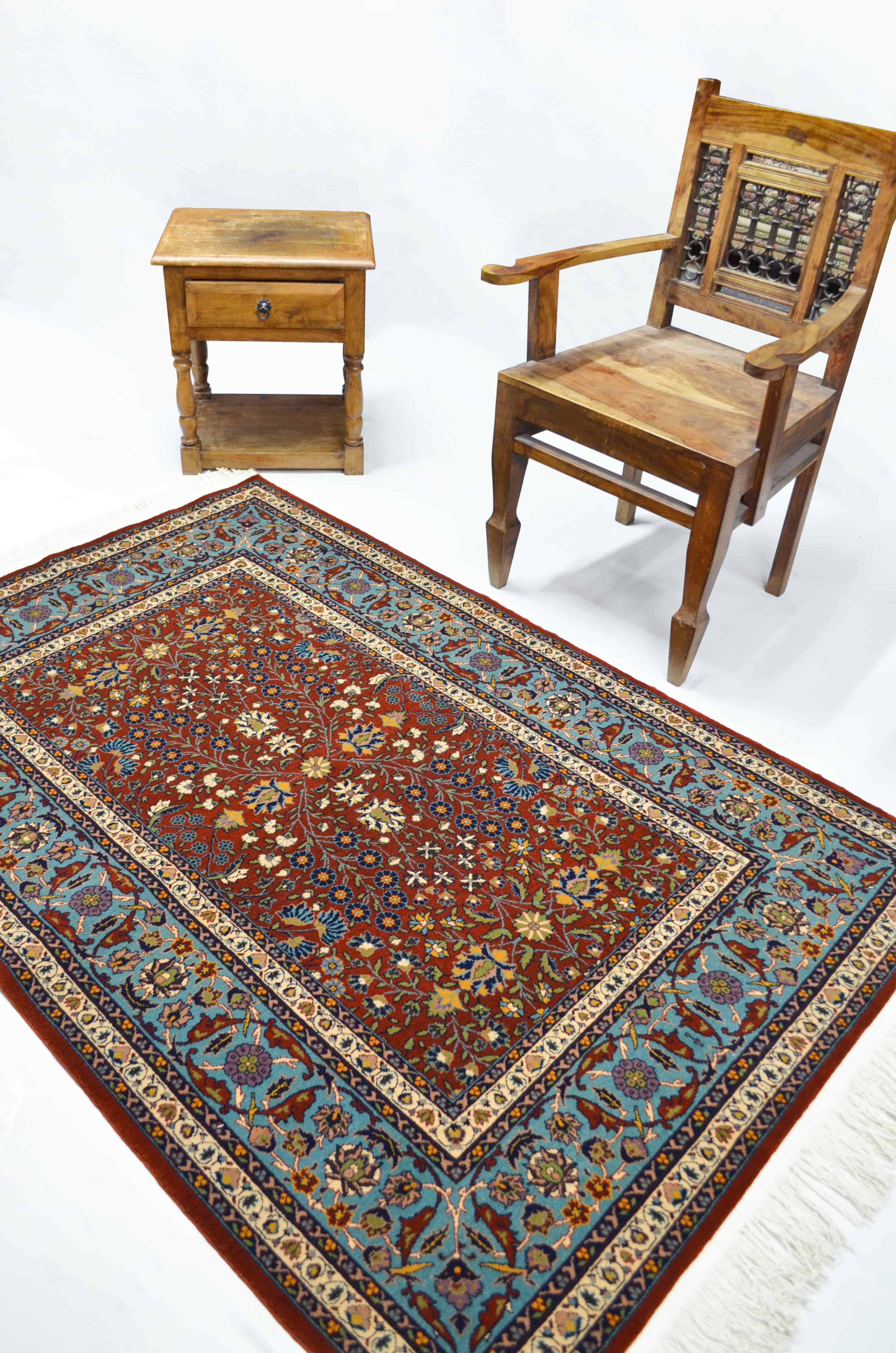 Yedidağın Çiçeği Desenli Bordo Renk Yünden El Dokuma Hereke Halısı 116x170 cm (1.92 m²)