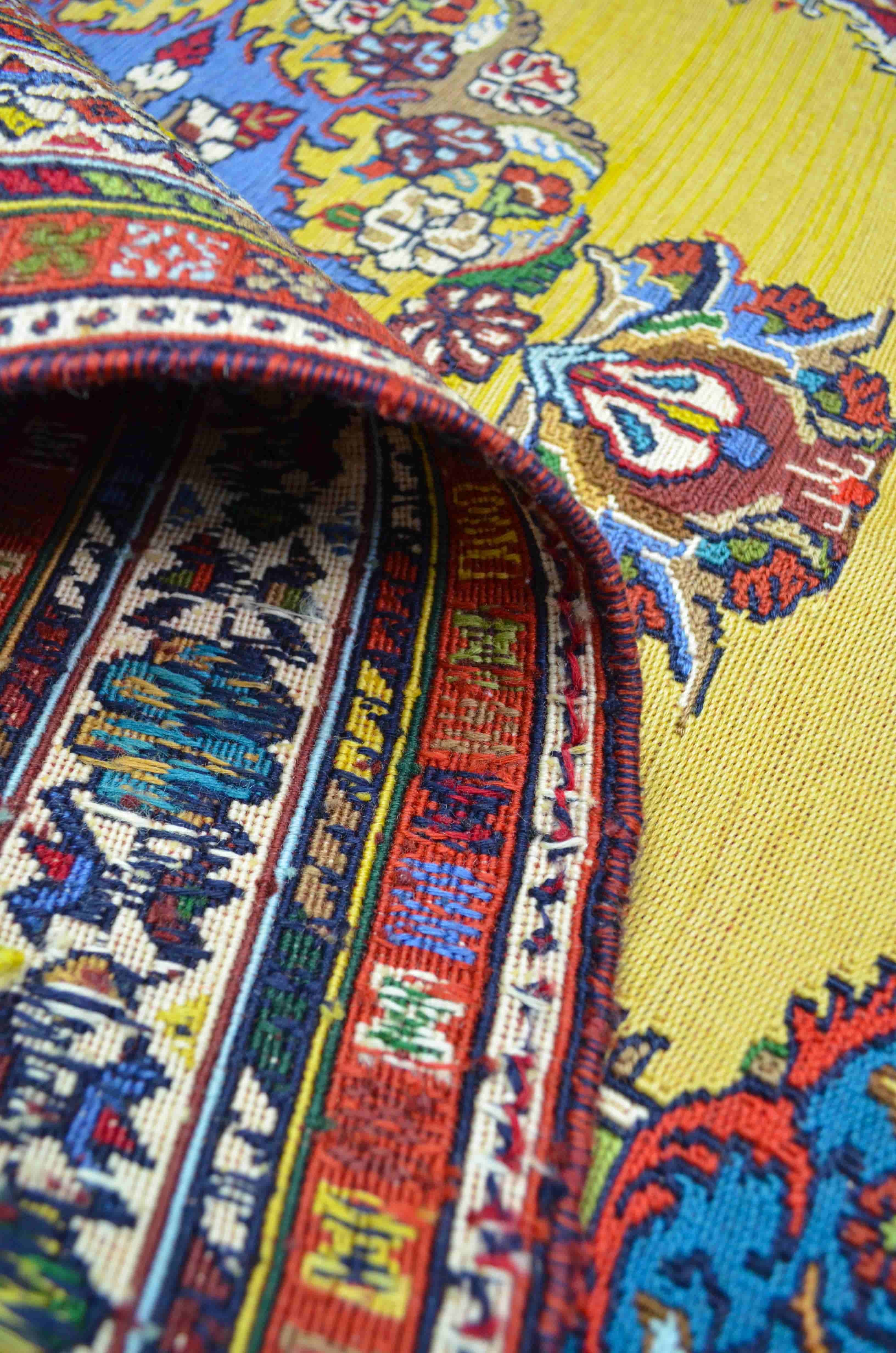 El Dokuma Sarı Renk İran Sumak Kilim 100x150 cm (1.5 m²)
