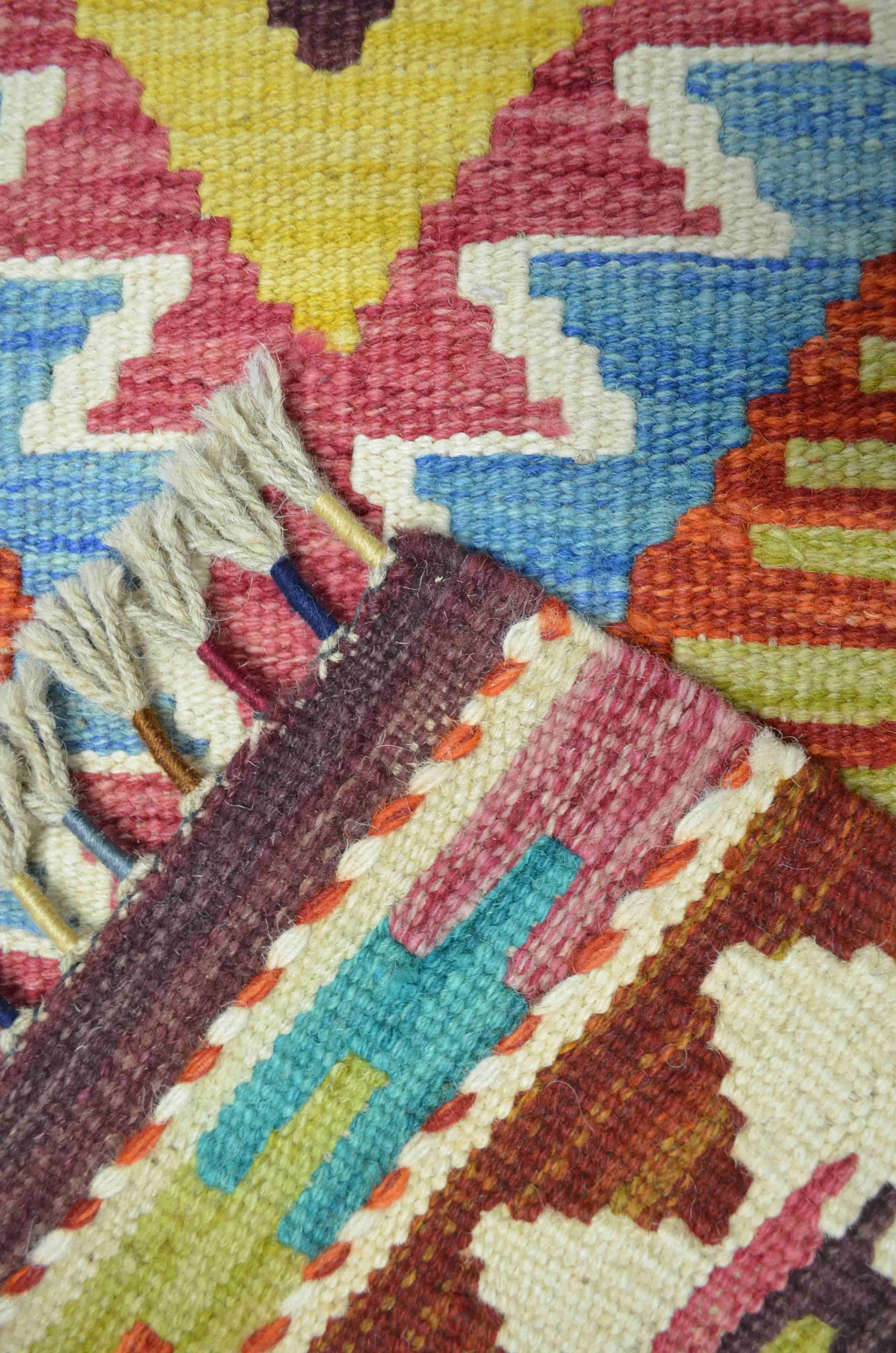 Yün İplikten El Dokuma Afgan Kilim 65x88 cm (0.57 m²)