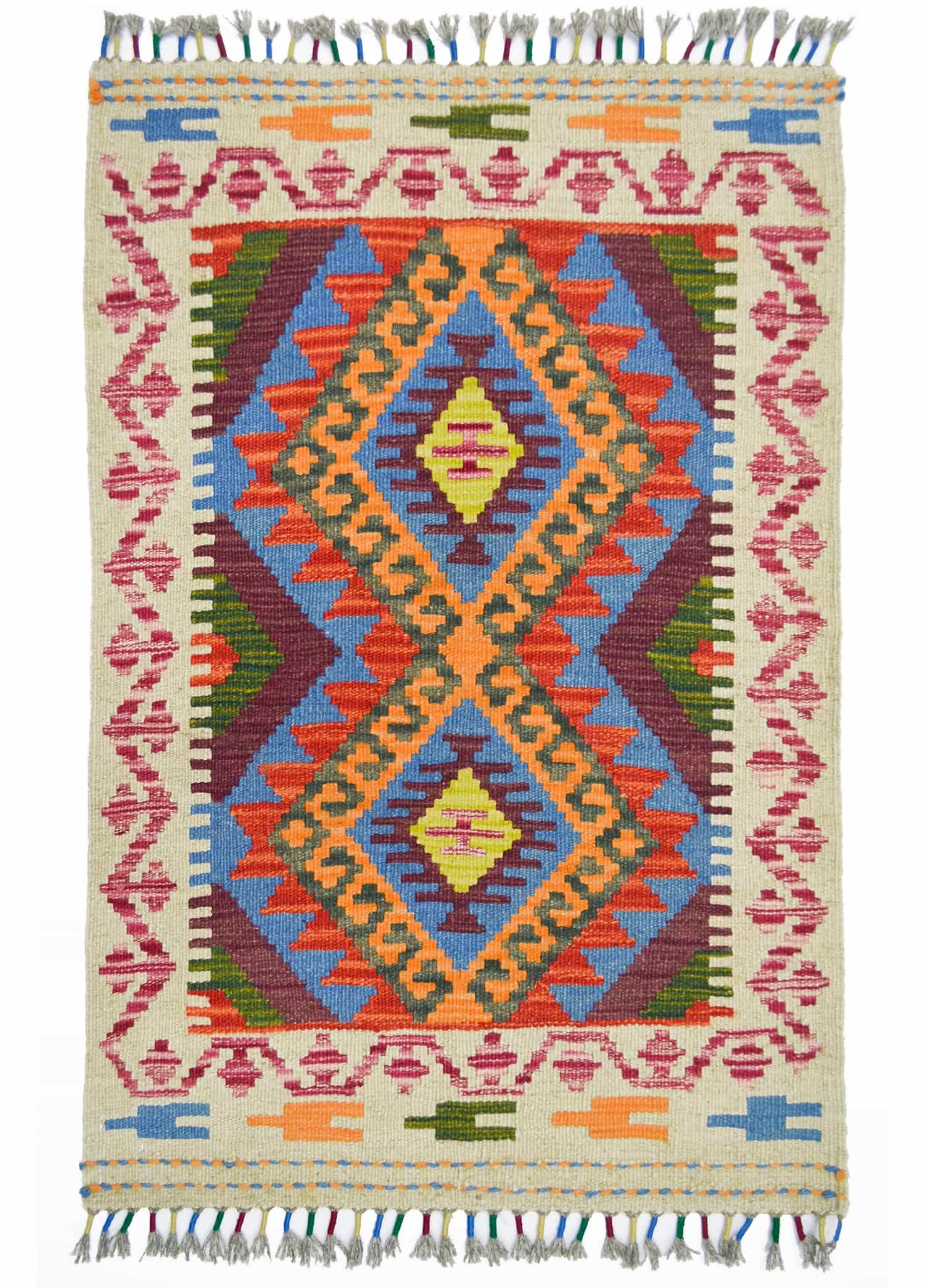 Yün İplikten El Dokuma Afgan Kilim 63x97 cm (0.61 m²)