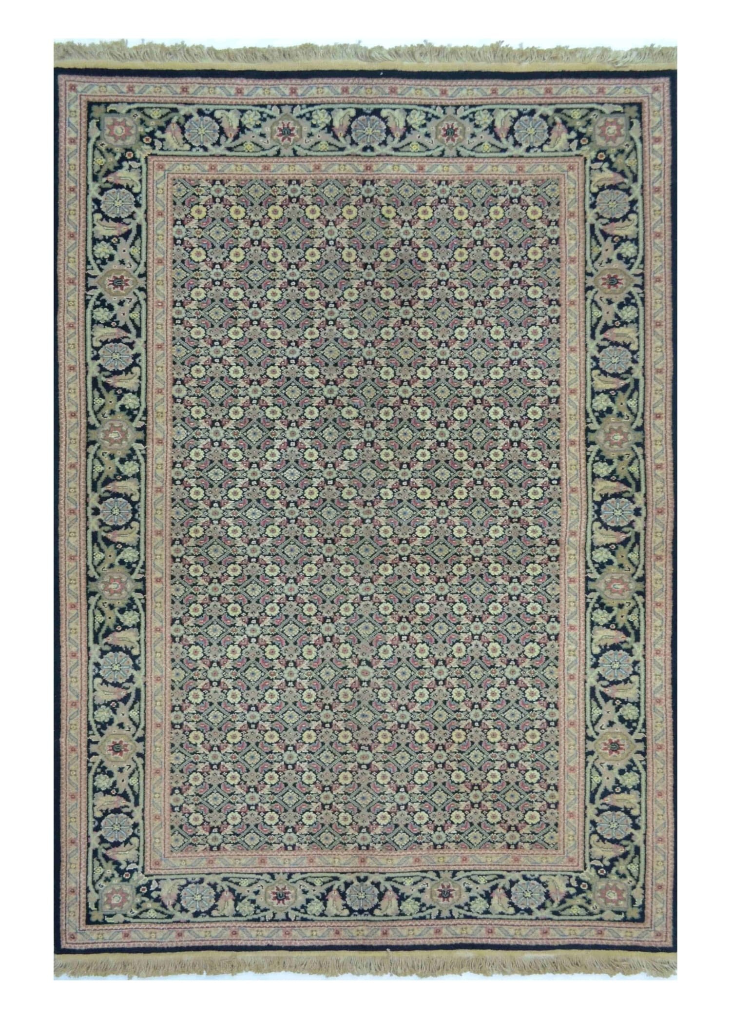 Yünden El Dokuma Siyah Renk İran İsfahan Halısı 94x156 cm (1.46 m²)