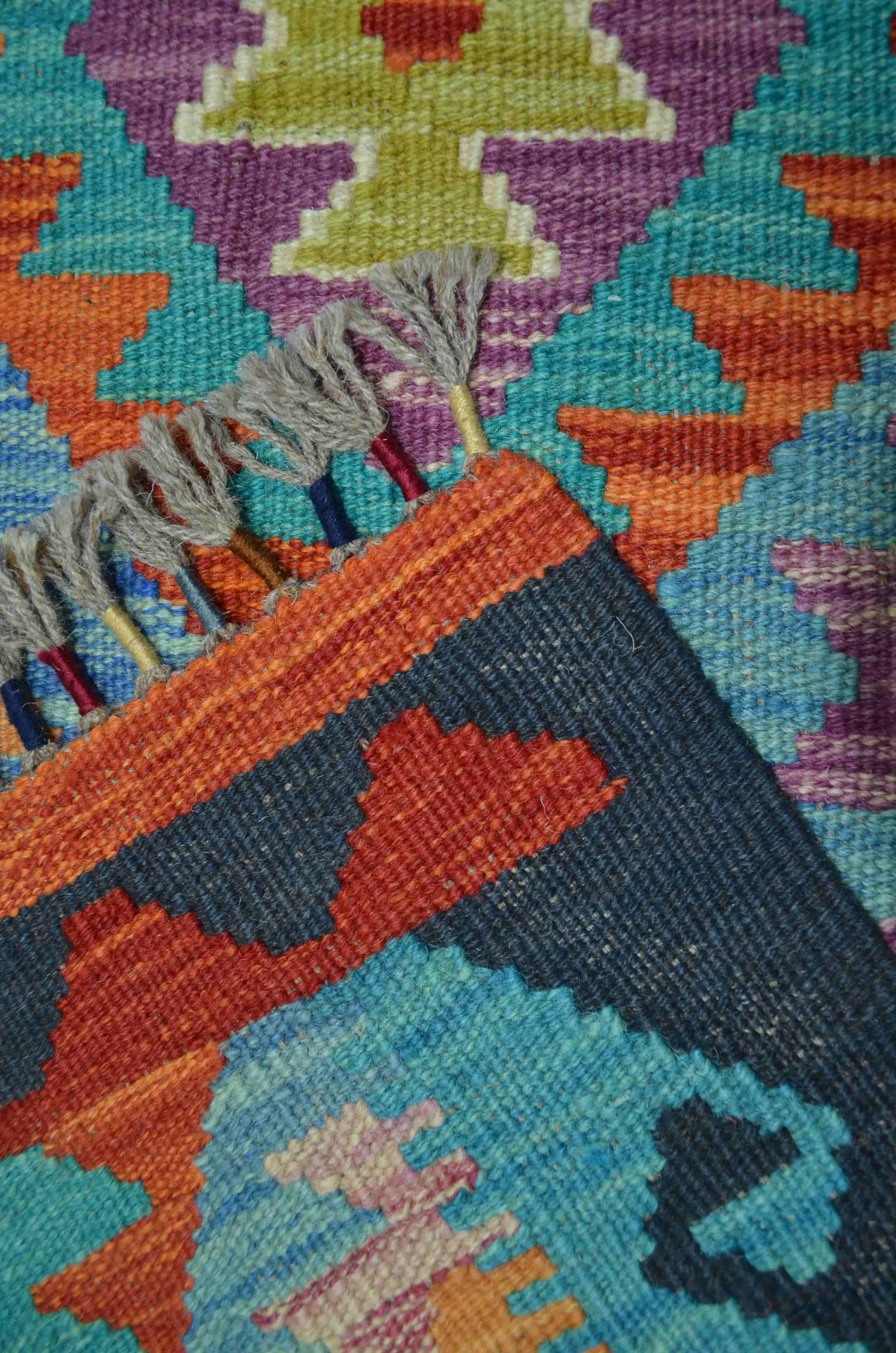 Yün İplikten El Dokuma Afgan Kilim 82x124 cm (1.02 m²)