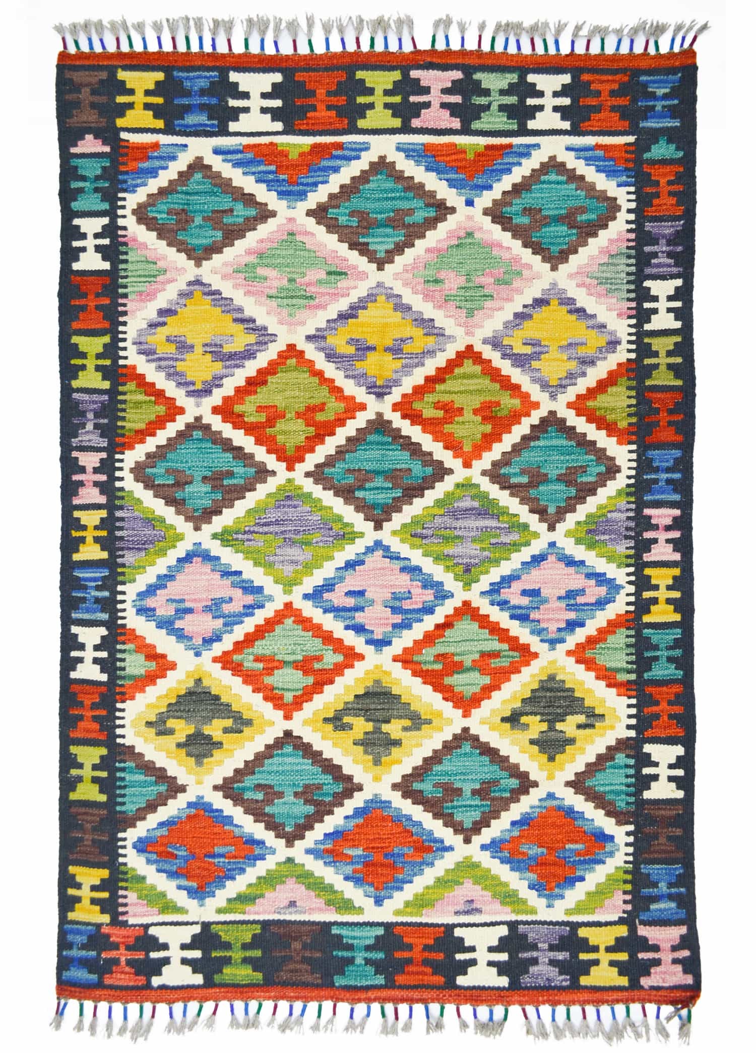 Yün İplikten El Dokuma Afgan Kilim 80x120 cm (0.96 m²)