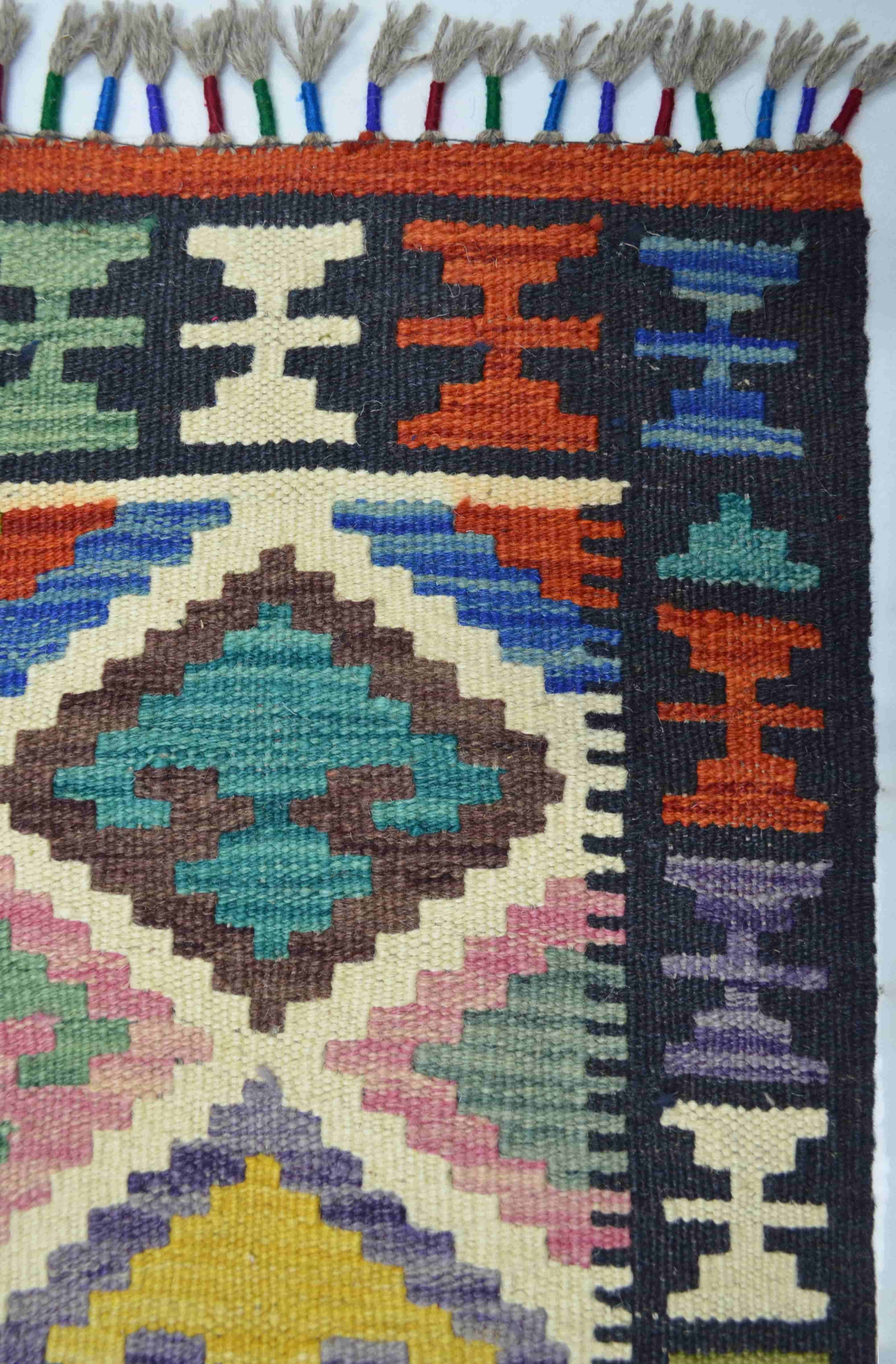 Yün İplikten El Dokuma Afgan Kilim 80x120 cm (0.96 m²)