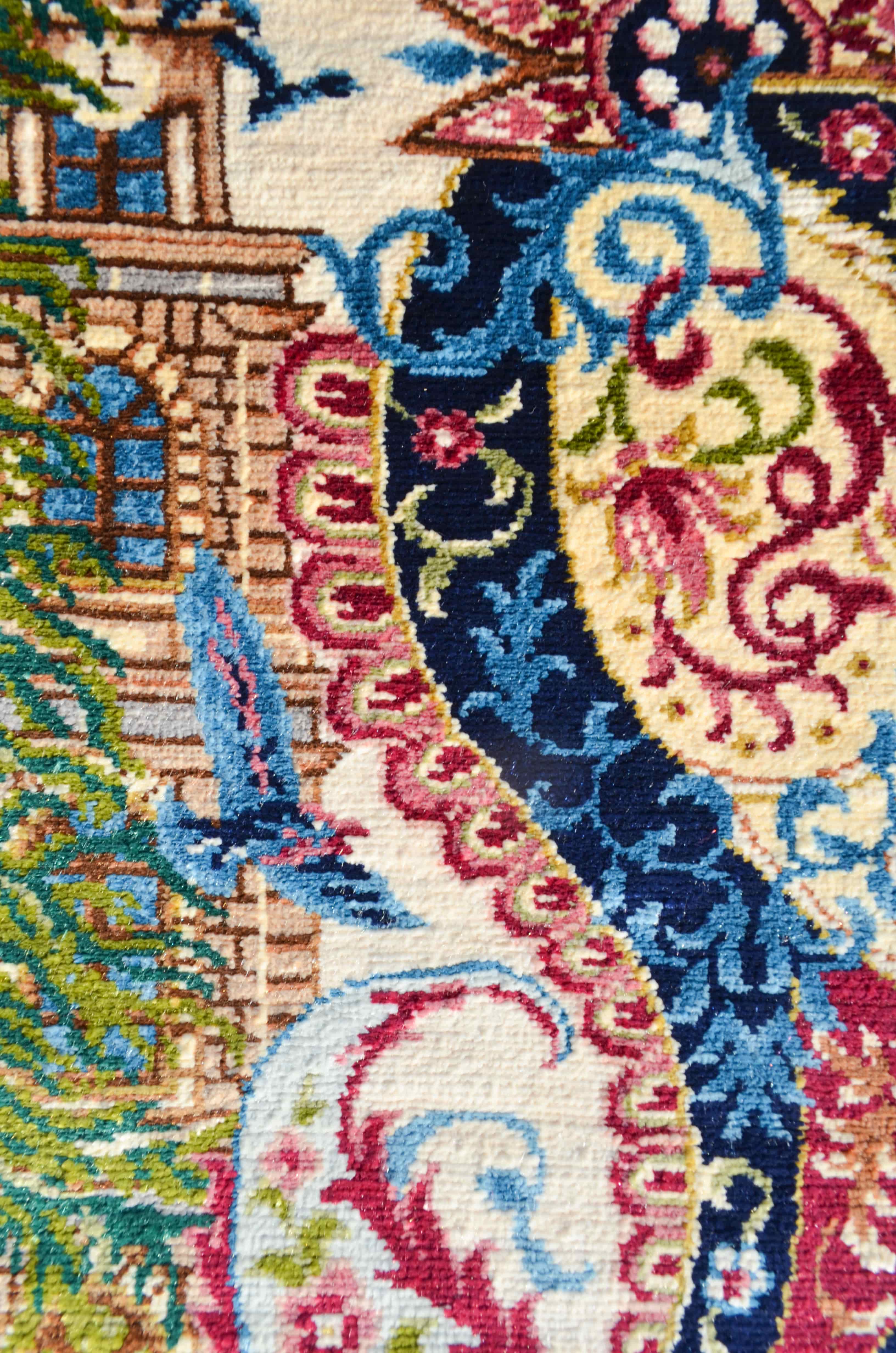 Tophane Saat Kulesi Desenli Saf İpek El Dokuma Duvar Halısı (40x57 cm)