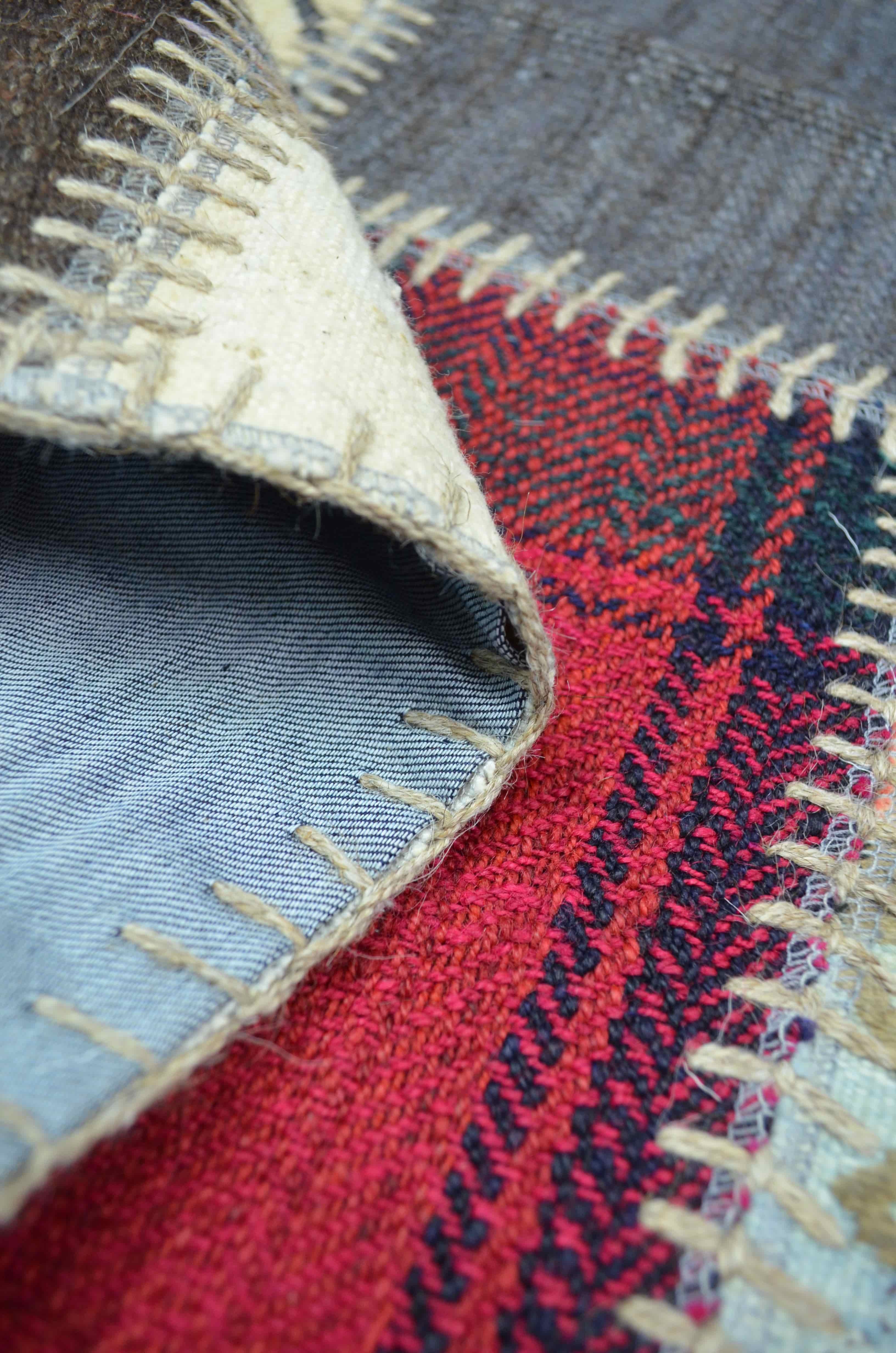 Patchwork El Dokuma Yün Kilim Karışık Renkli 101x102 cm (1.03 m²)