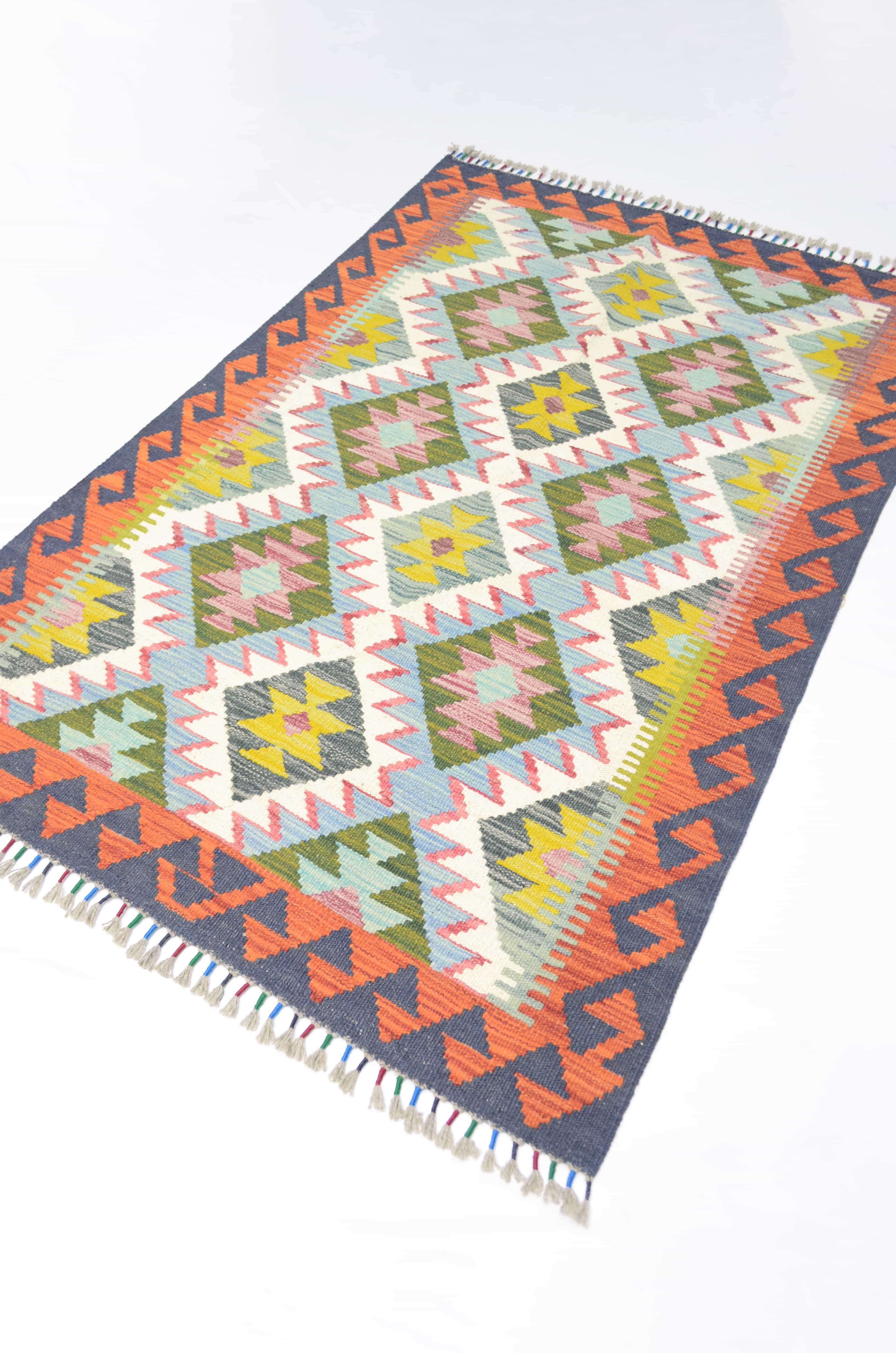 Yün İplikten El Dokuma Afgan Kilim 100x150 cm (1.5 m²)
