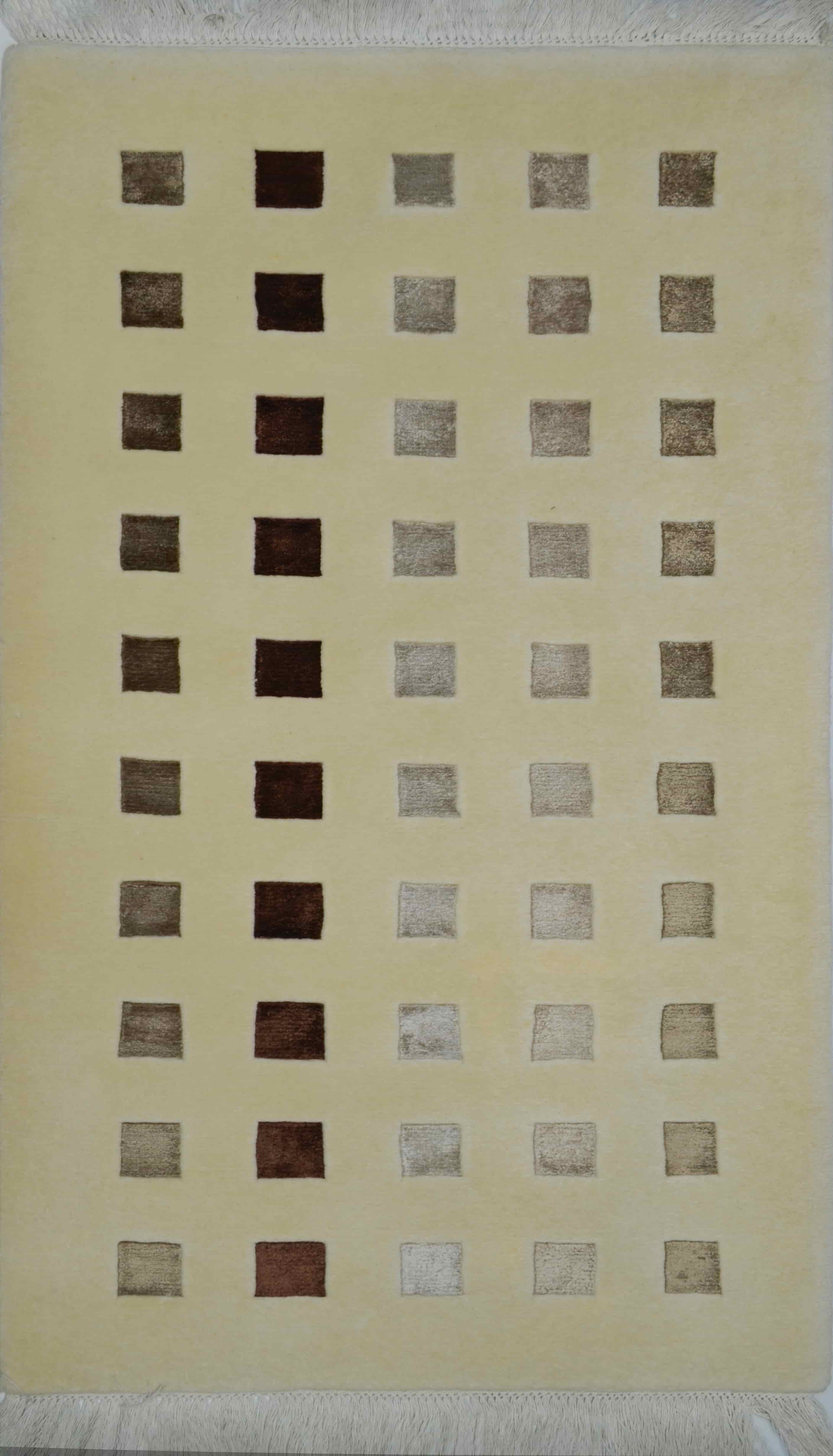 Yüksek Kalite Yünden El Dokuma Krem Renk Nepal Halısı 80x150 cm (1.2 m²)