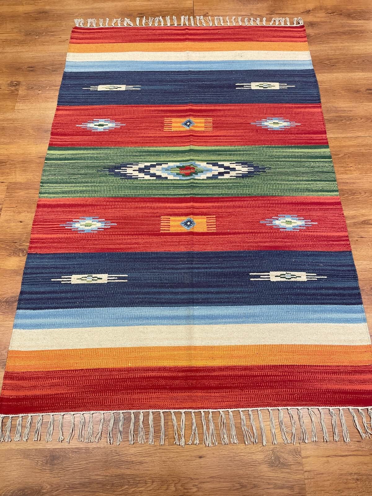 Etnik Desenli El Dokuma Pamuk Kilim (120x180 cm, 2.16 m²)