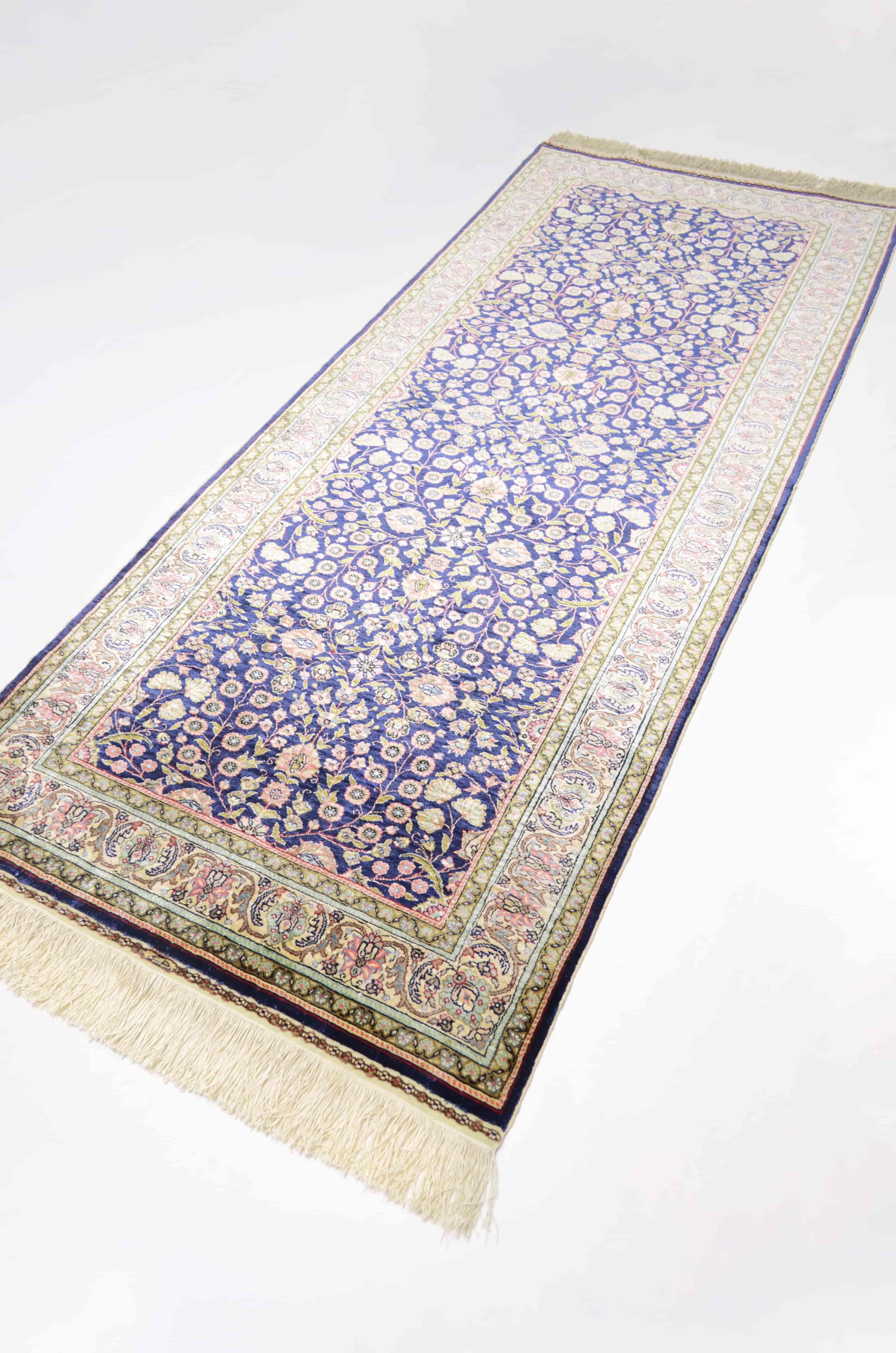 Saf İpekten El Dokuma Kayseri Halısı Yolluk 87x218 cm (1.9 m²)