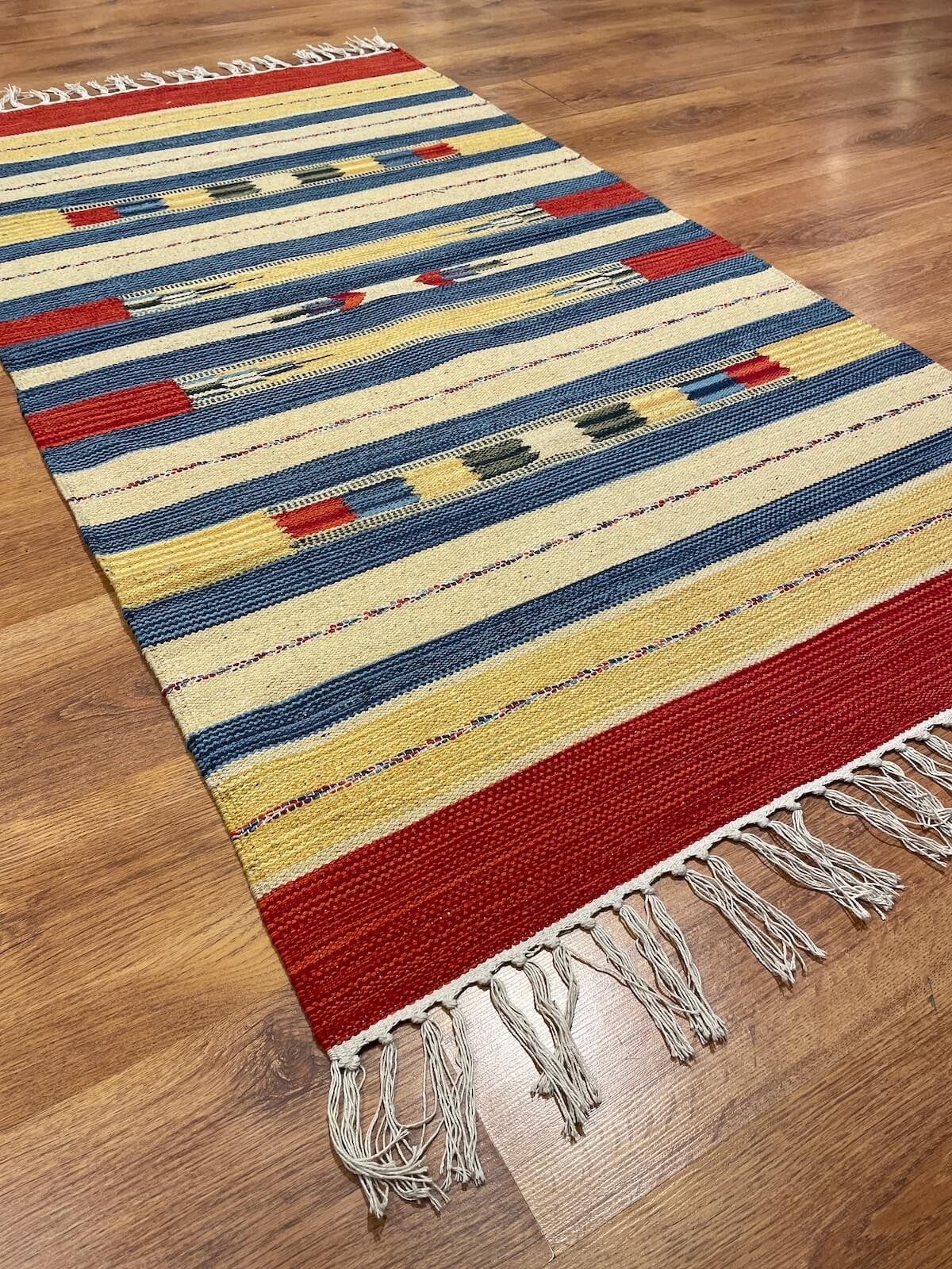 Etnik Desenli El Dokuma Pamuk Kilim (90x160 cm, 1.44 m²)