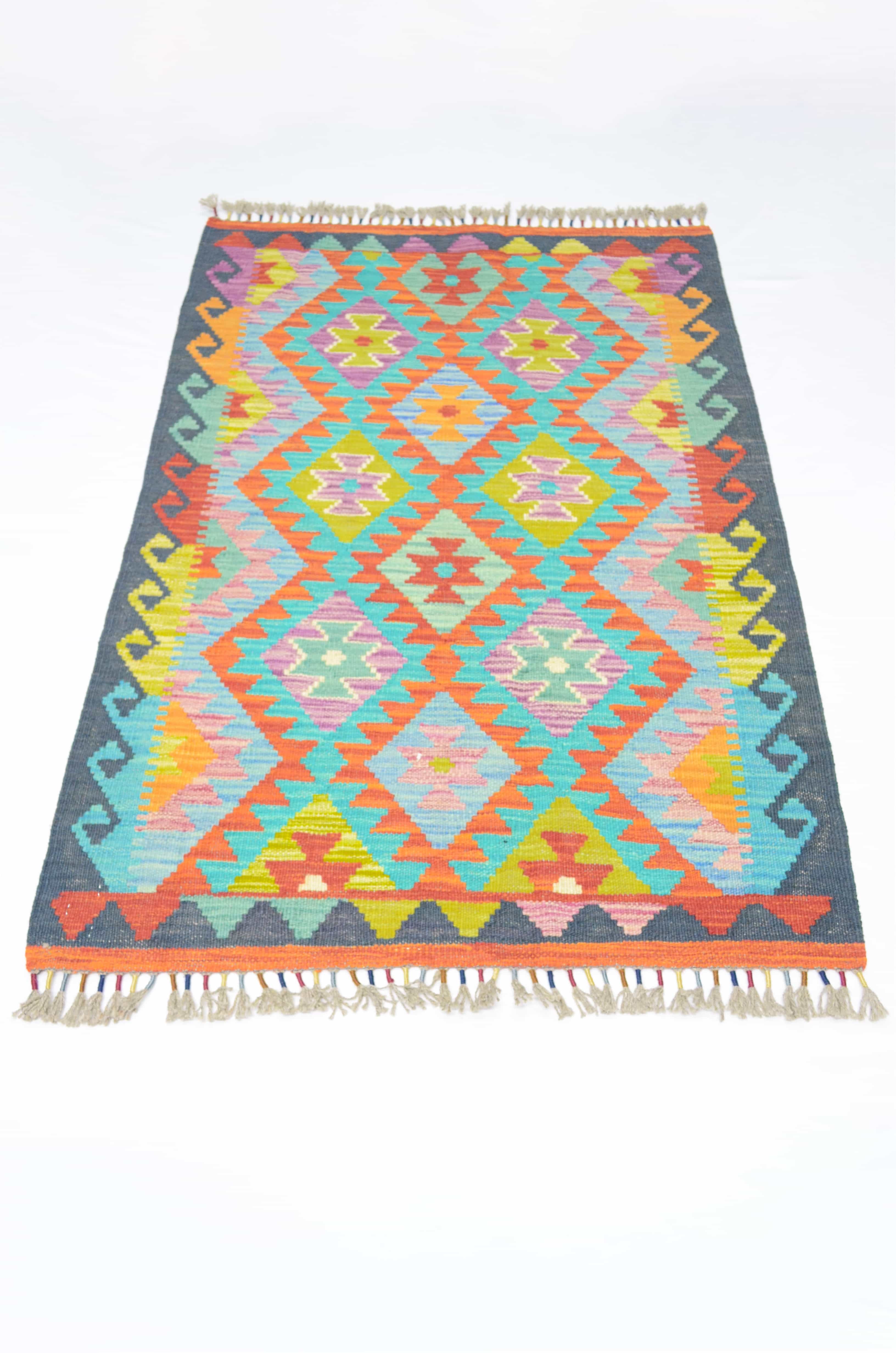 Yün İplikten El Dokuma Afgan Kilim 82x124 cm (1.02 m²)