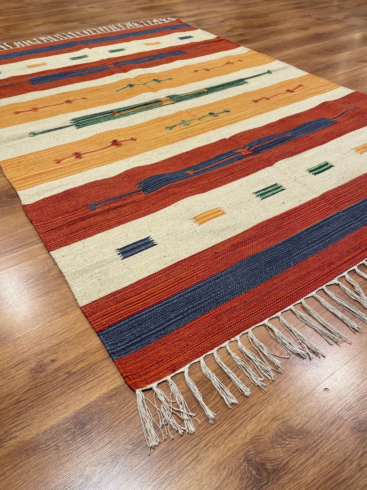 Etnik Desenli El Dokuma Pamuk Kilim (140x200 cm, 2.8 m²)