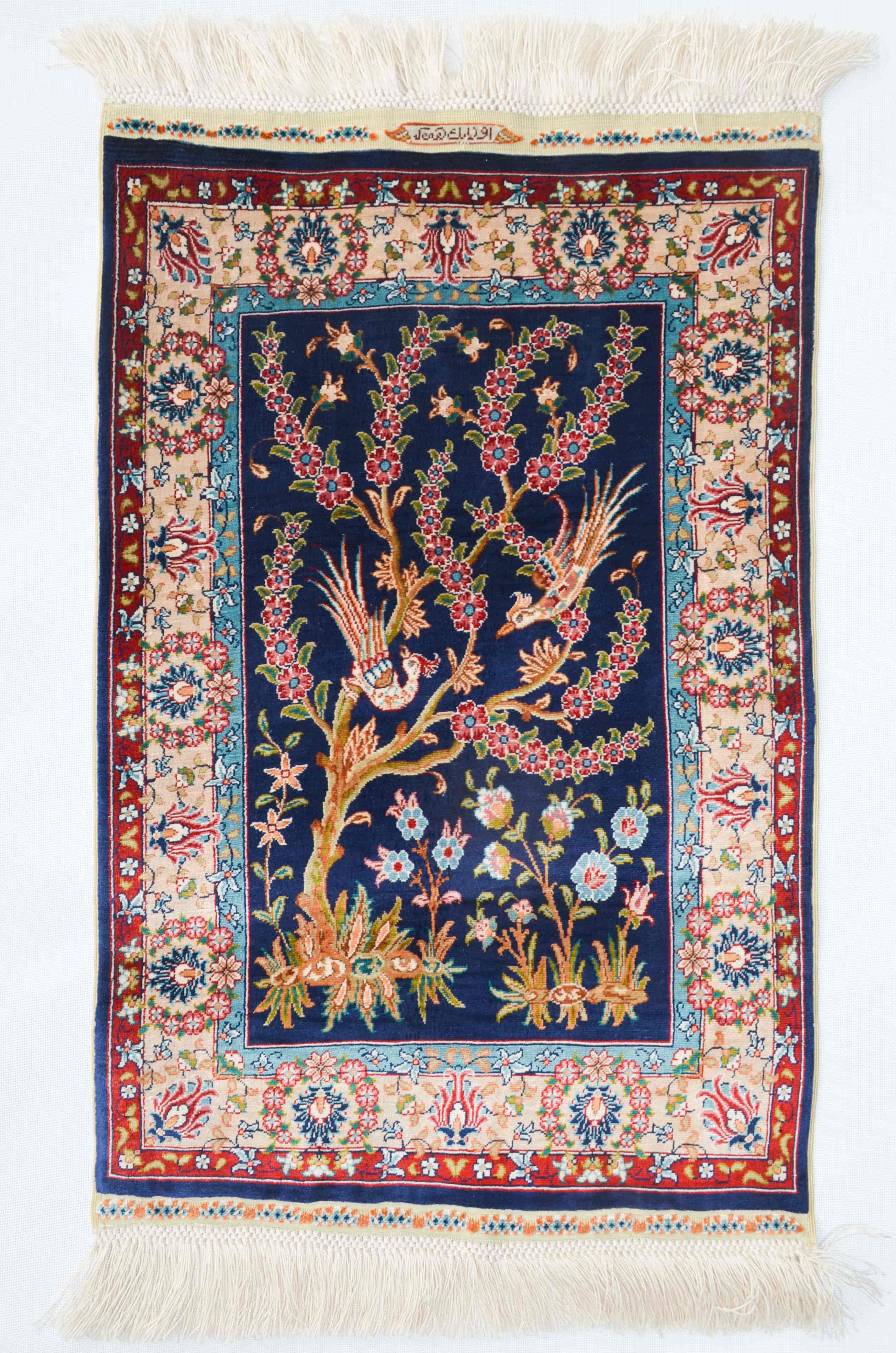 Gamlı Sonbahar Saf İpek El Dokuma Duvar Halısı (33x50 cm)