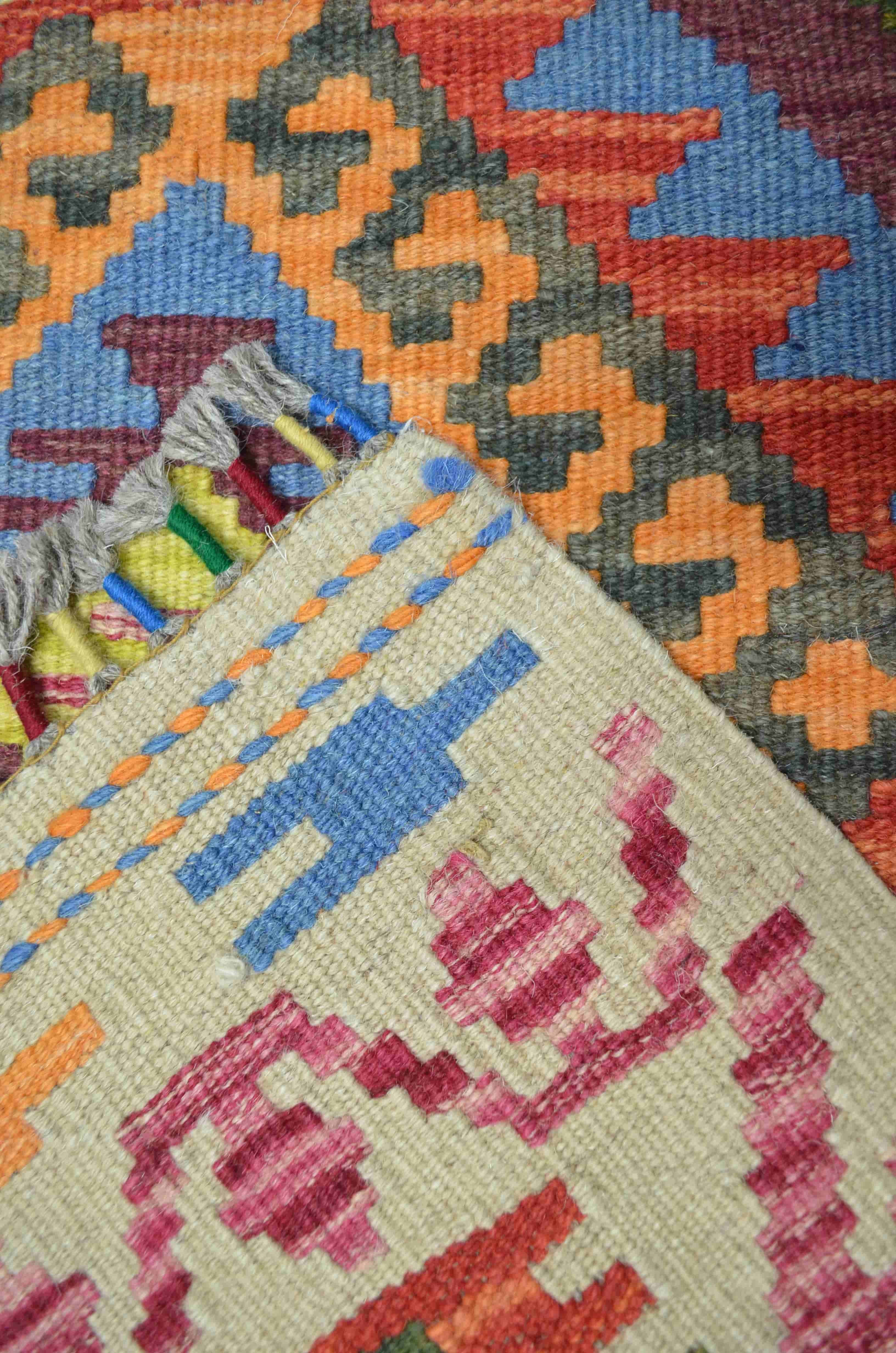 Yün İplikten El Dokuma Afgan Kilim 63x97 cm (0.61 m²)