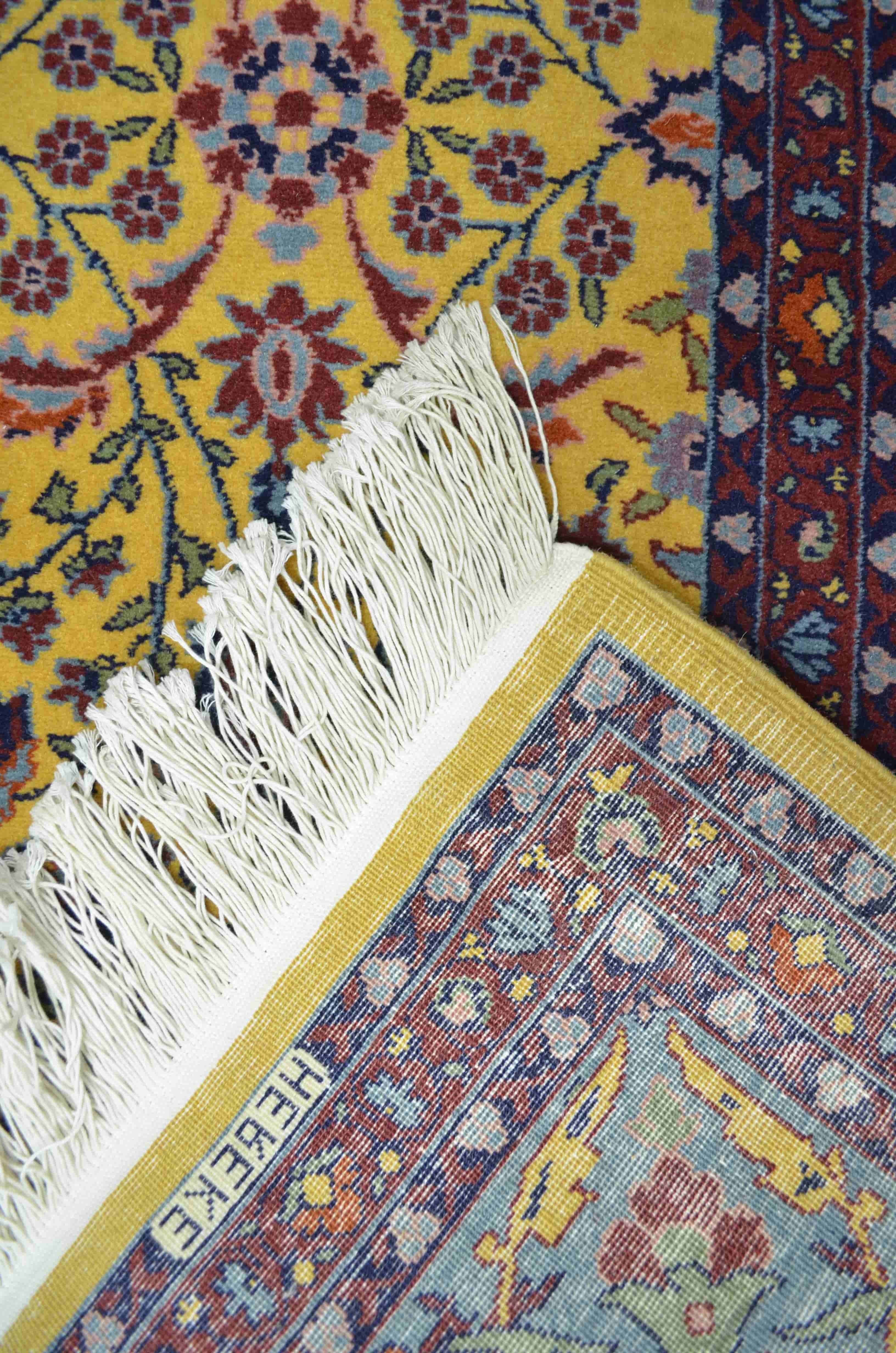 Yedi Dağın Çiçeği Desenli Sarı Renk Geleneksel El Dokuma Hereke Halısı 151x202 cm (3.05 m²)