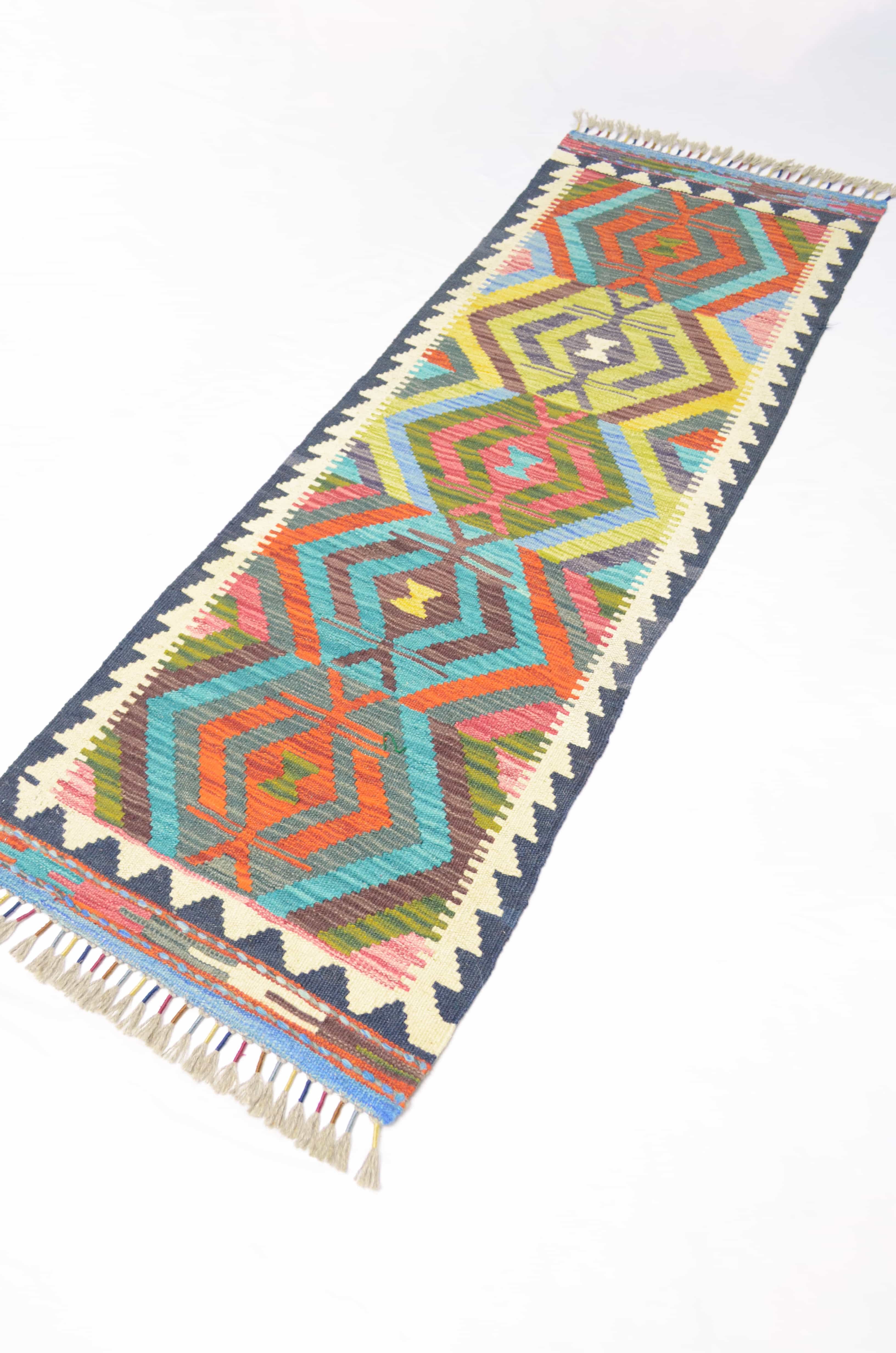 Yün İplikten El Dokuma Afgan Kilim Yolluk 53x155 cm (0.82 m²)