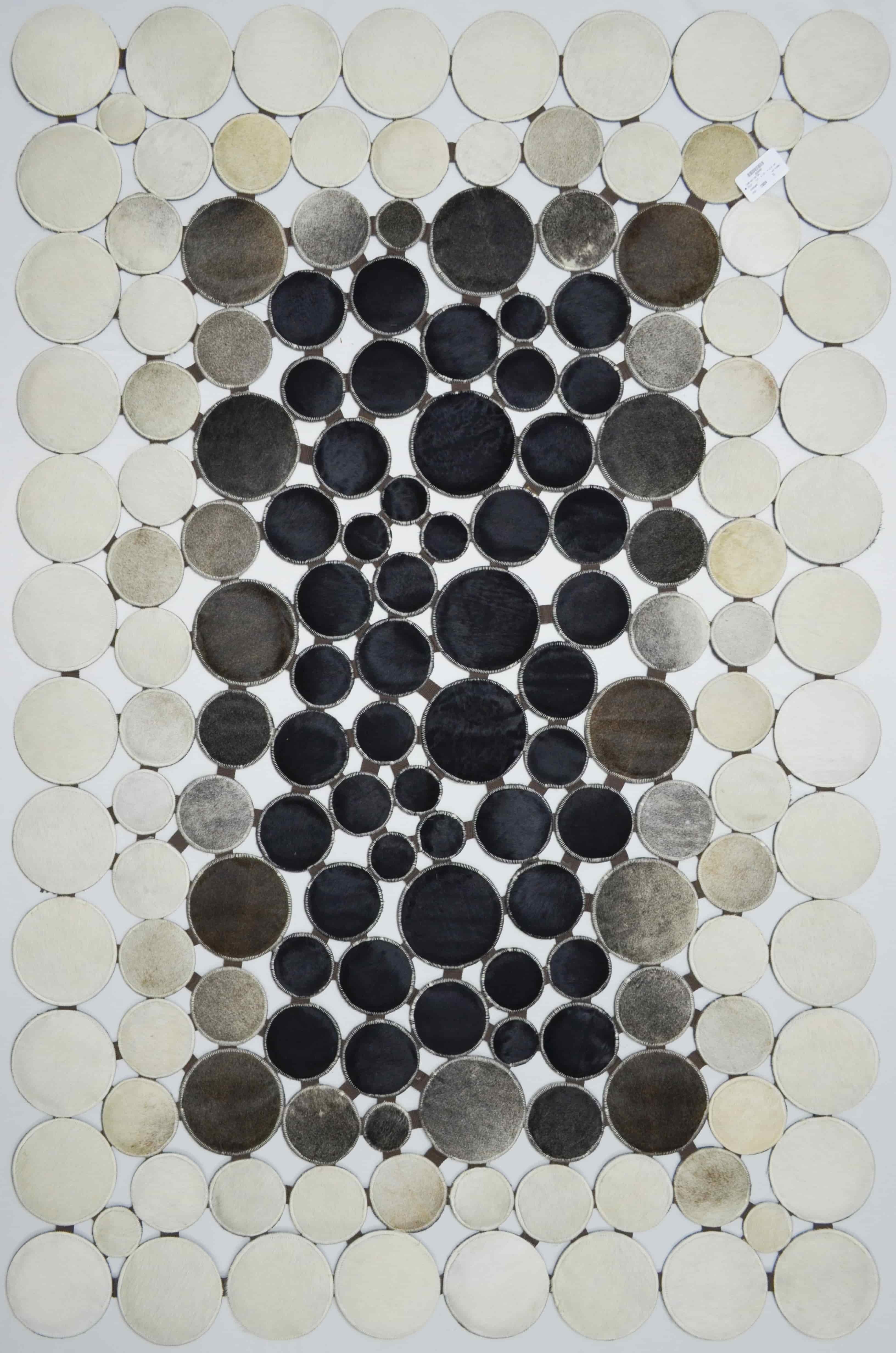 Siyah ve Beyaz Ombre Geçişli Deri Patchwork Halı 120x180 cm (2,16 m²)