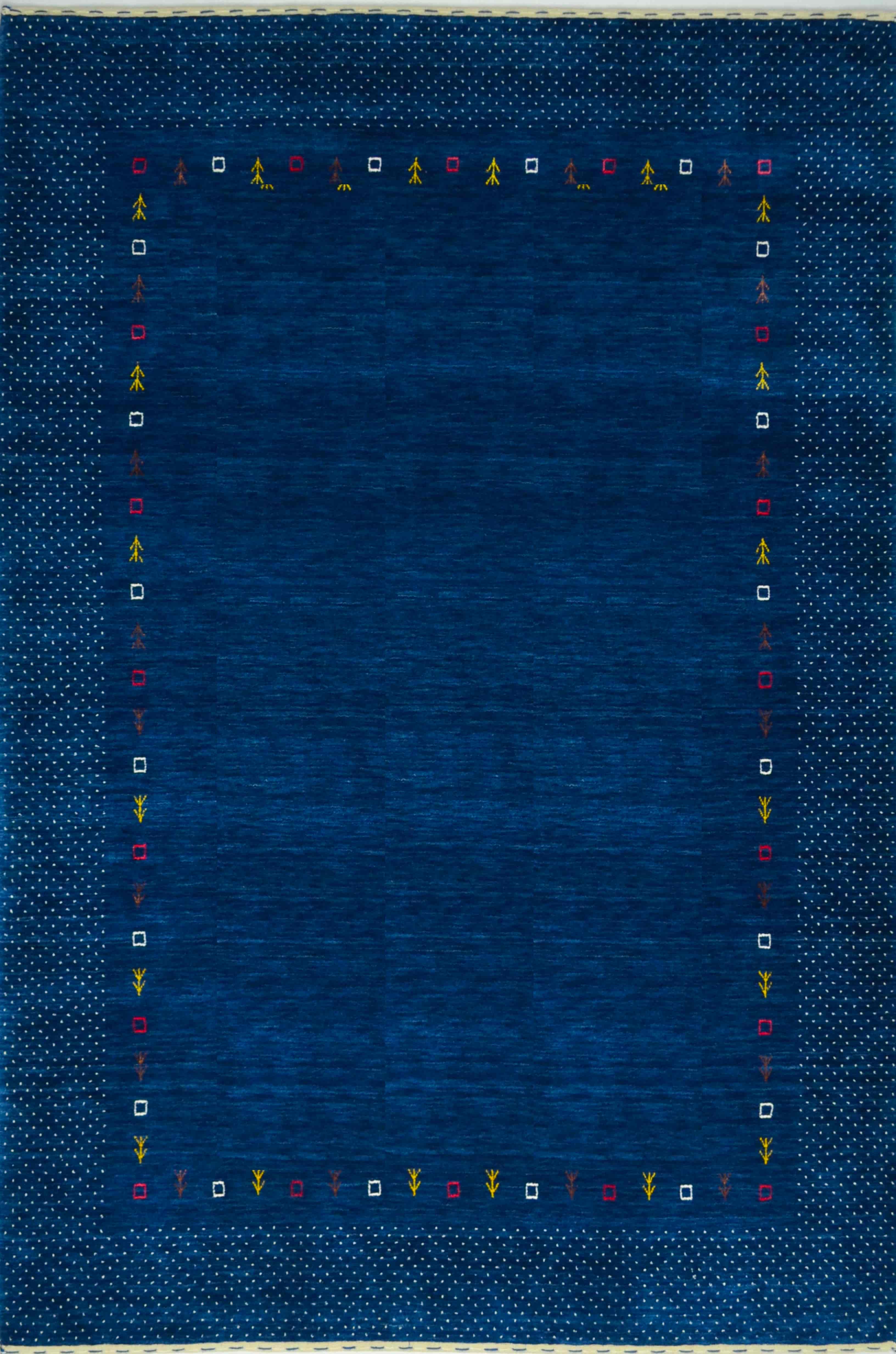 Lori Etnik Motifli Yünden El Dokuma Halı - Lacivert