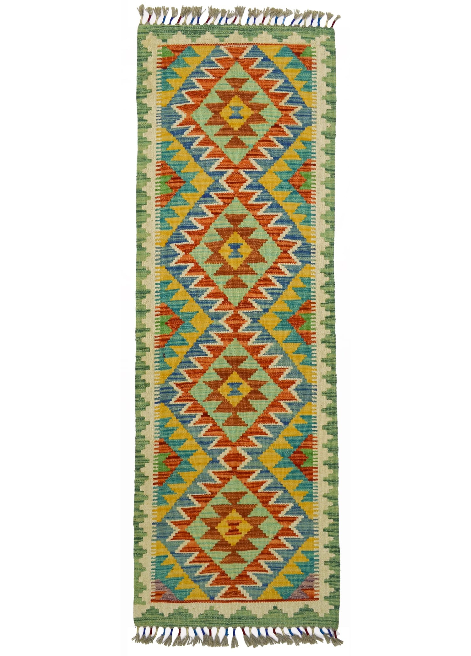 Yün İplikten El Dokuma Afgan Kilim Yolluk 50x155 cm (0.78 m²)