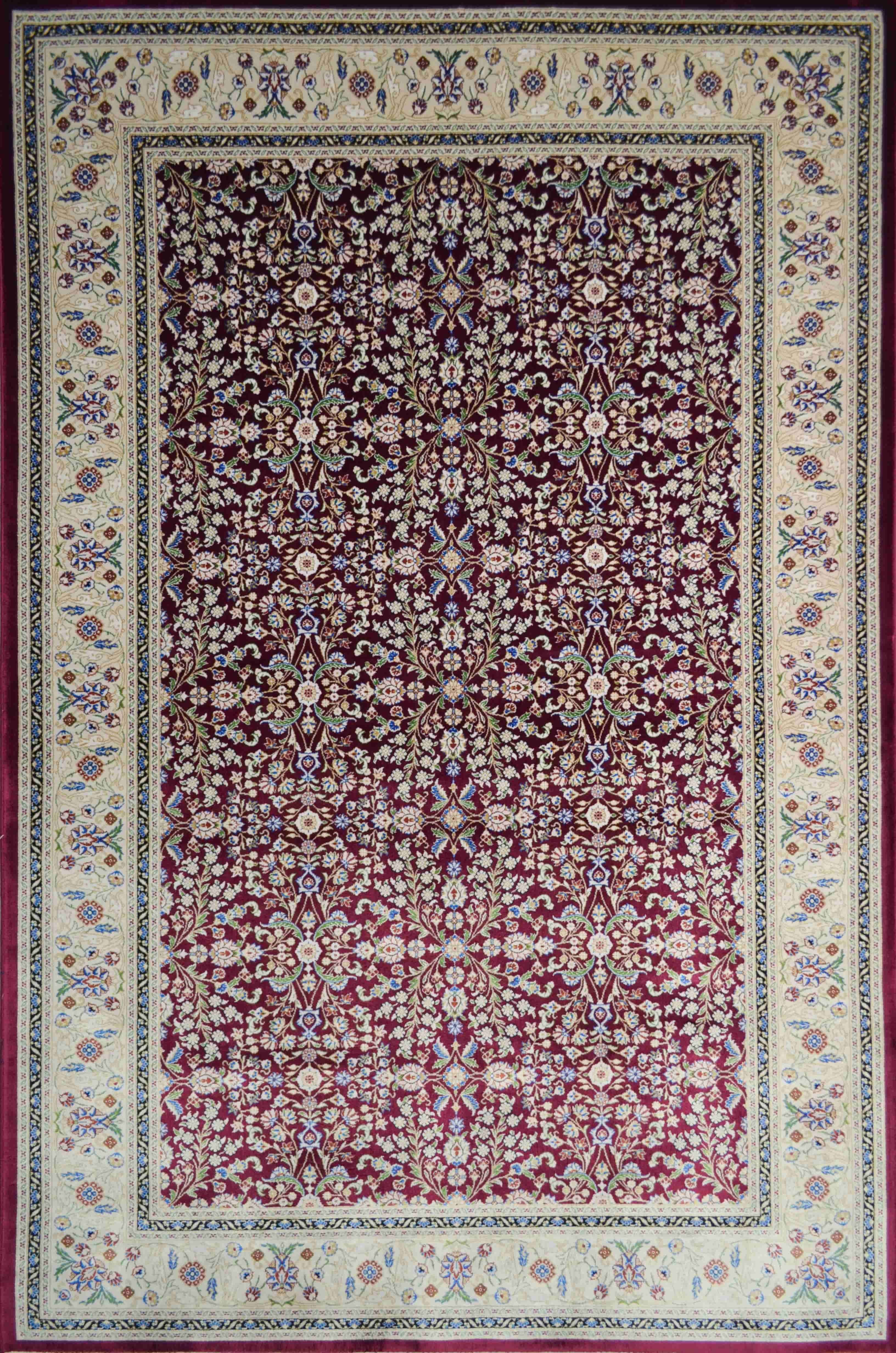 Bambu İplikten Dokuma Parlak Tuşeli Hereke Desenli Bordo Renk Halı (120x180 cm)