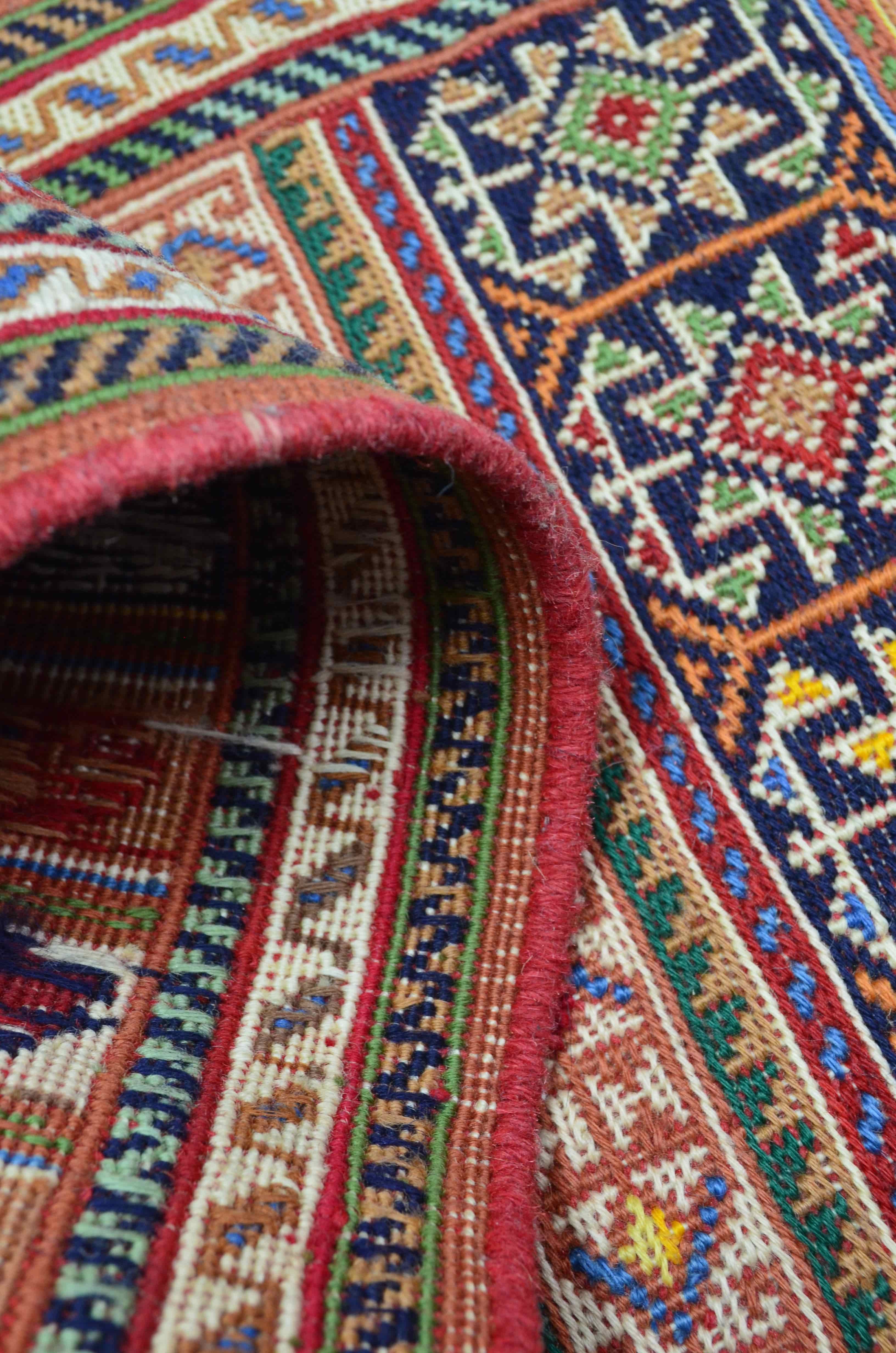 İran Zolanvari El Dokuma Kiremit Rengi Sumak Kilim Yolluk 34x143 cm (0,49 m²)
