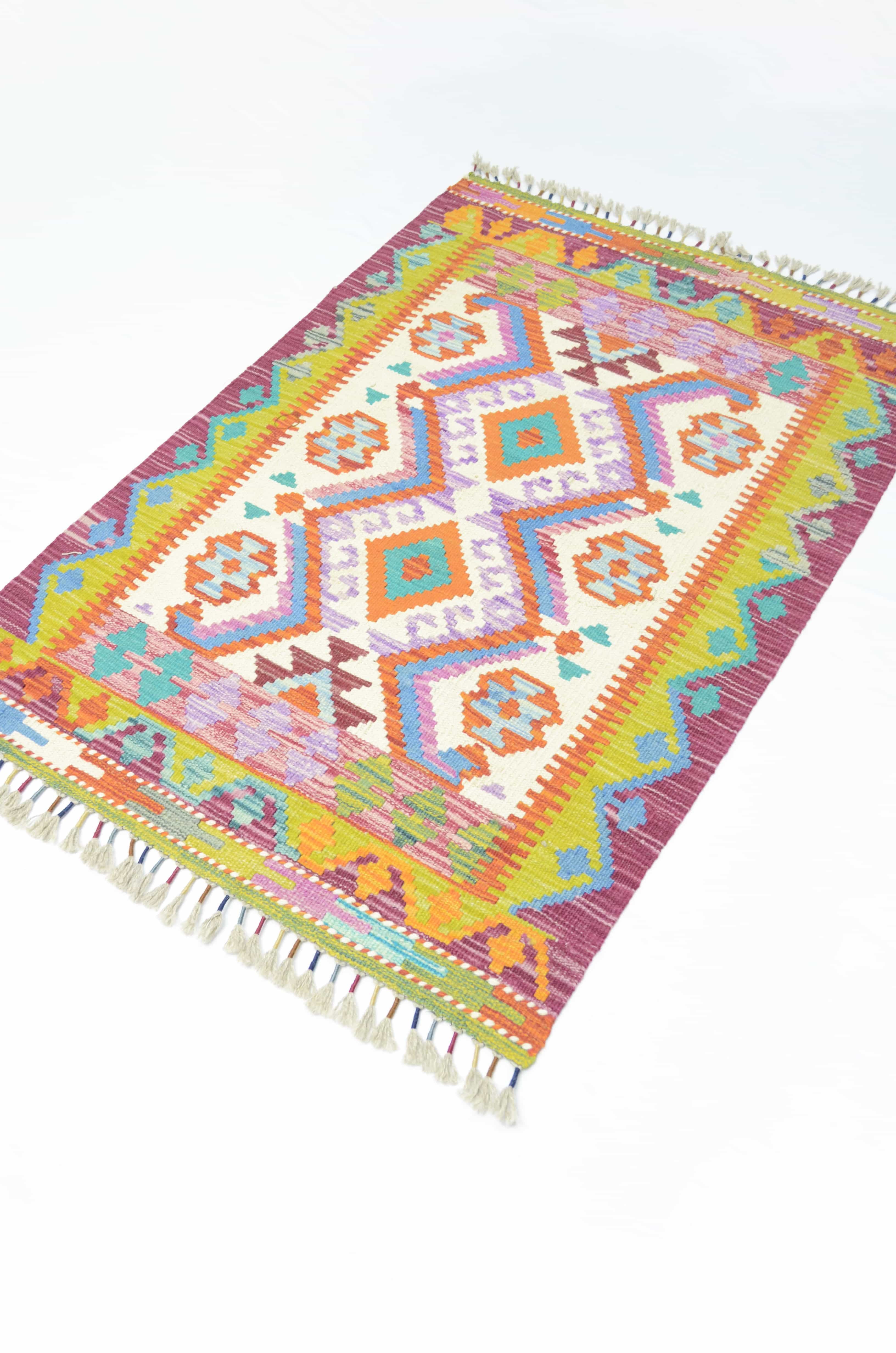 Yün İplikten El Dokuma Afgan Kilim 81x122 cm (1 m²)
