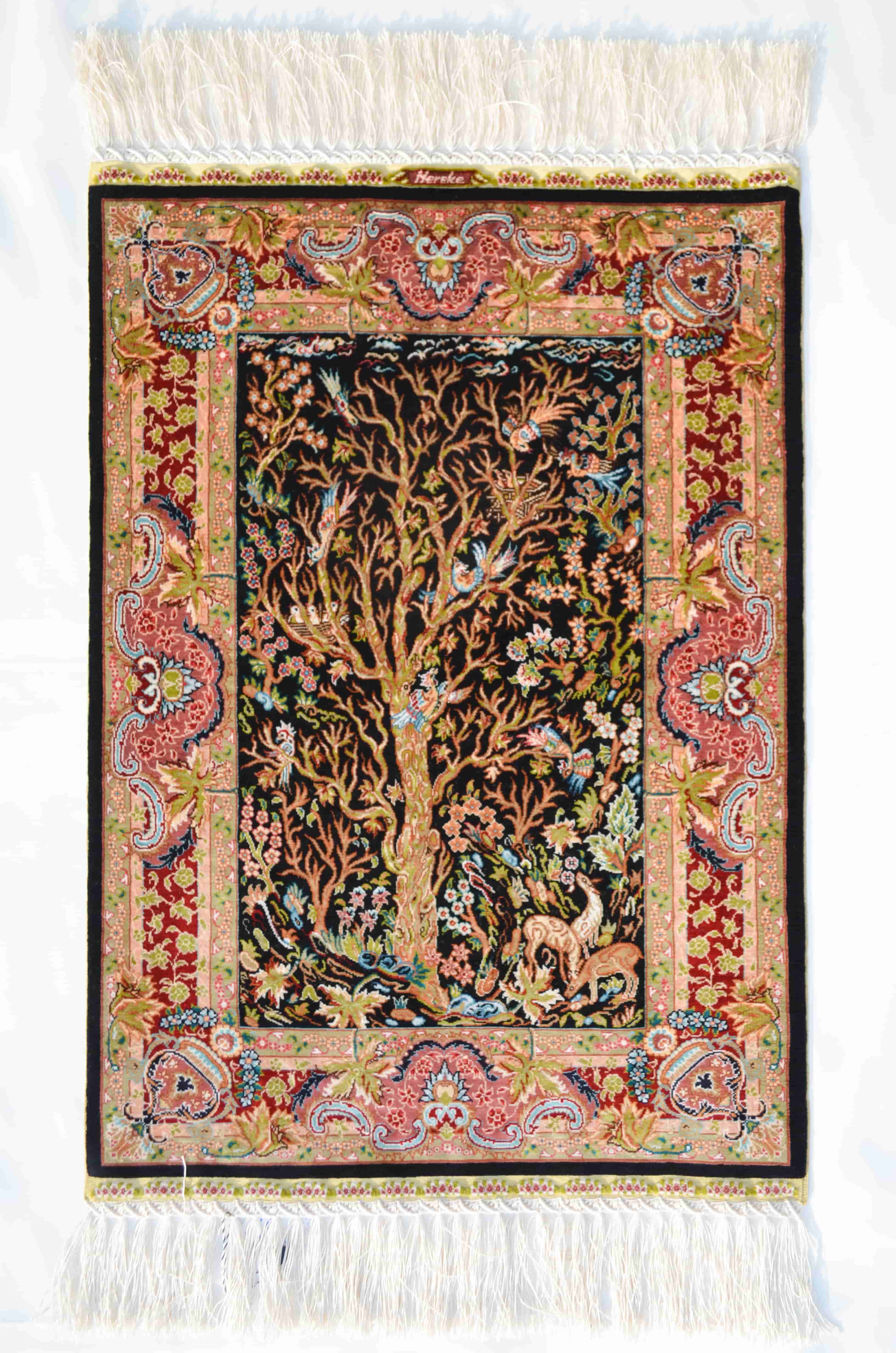 Gamlı Sonbahar Saf İpek El Dokuma Duvar Halısı (40x55 cm)