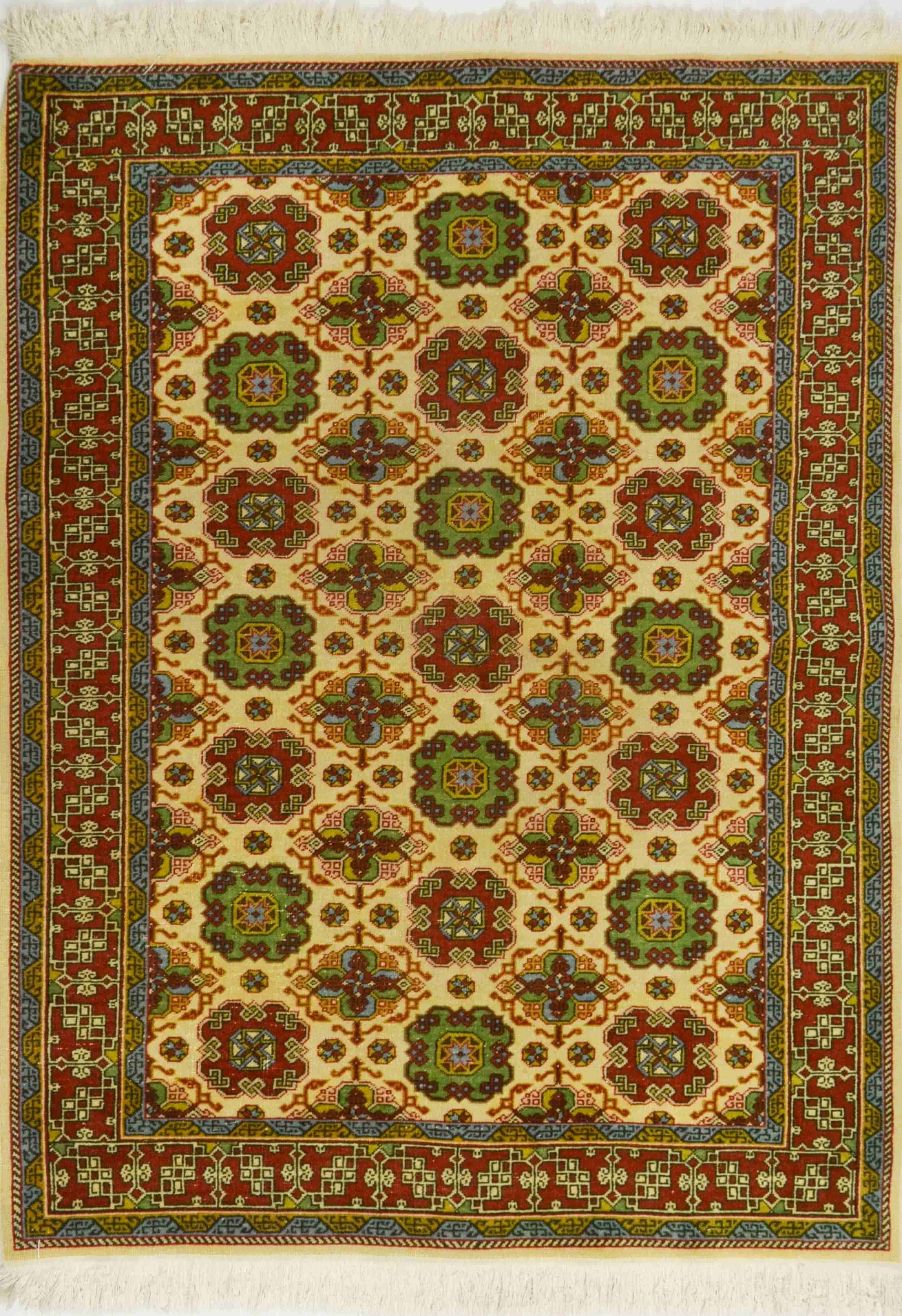 Vintage Buhara Desenli Yünden El Dokuma Hereke Halısı 119x167 cm (1.99 m²)