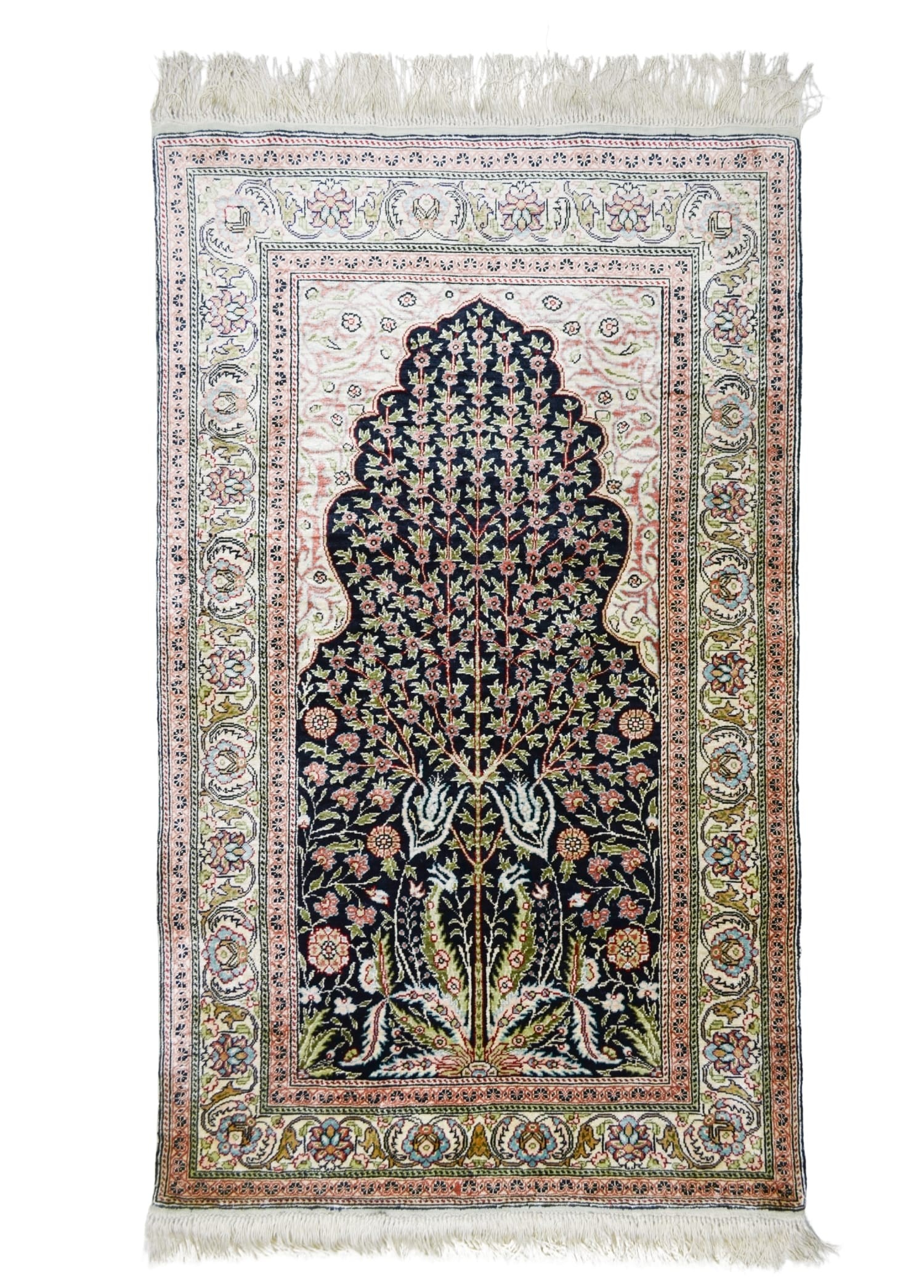 Saf İpekten El Dokuma Mihraplı Namazlık Kayseri Halısı 74x125 cm (0.92 m²)