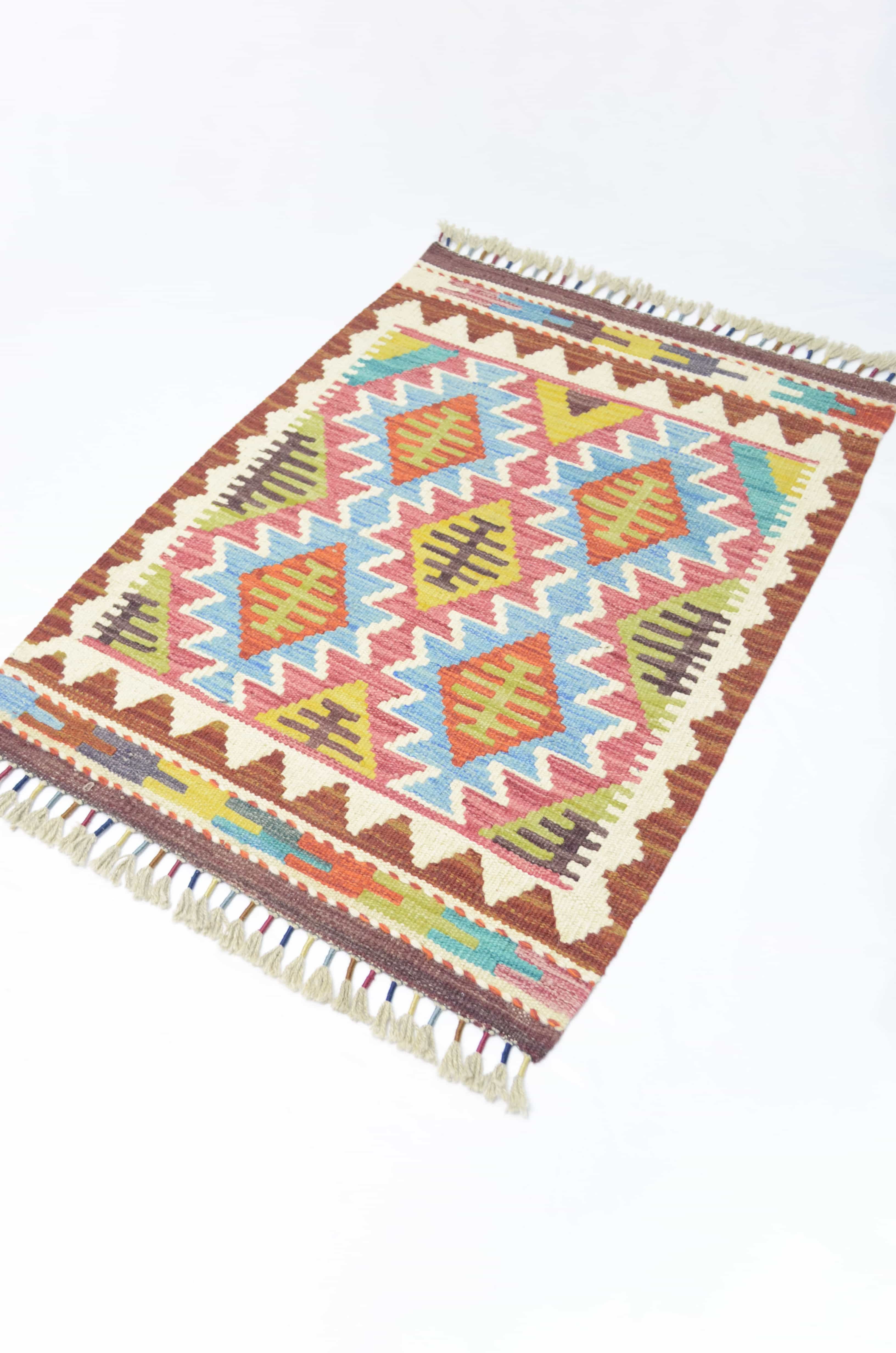 Yün İplikten El Dokuma Afgan Kilim 65x88 cm (0.57 m²)