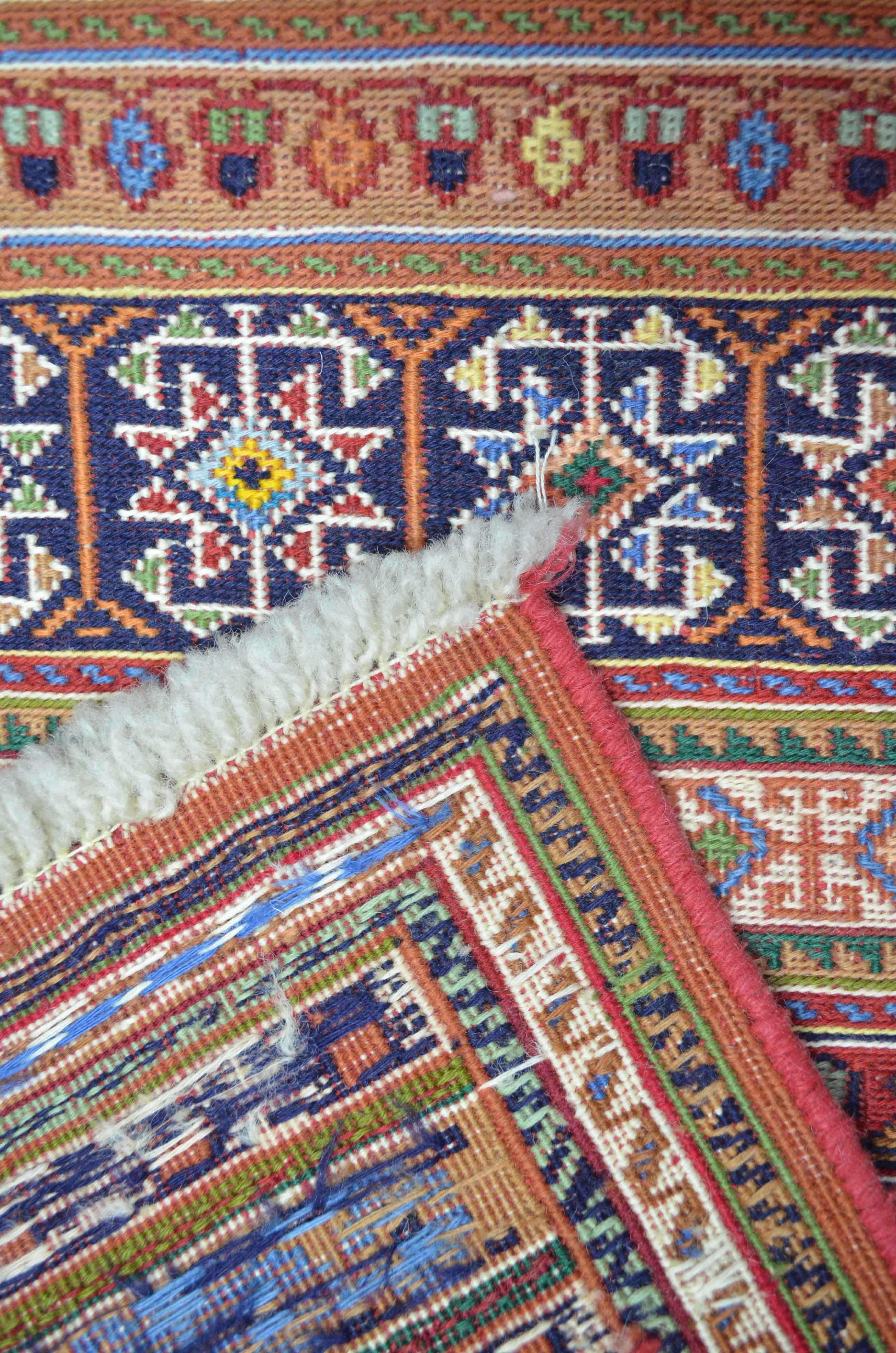 İran Zolanvari El Dokuma Kiremit Rengi Sumak Kilim Yolluk 34x143 cm (0,49 m²)