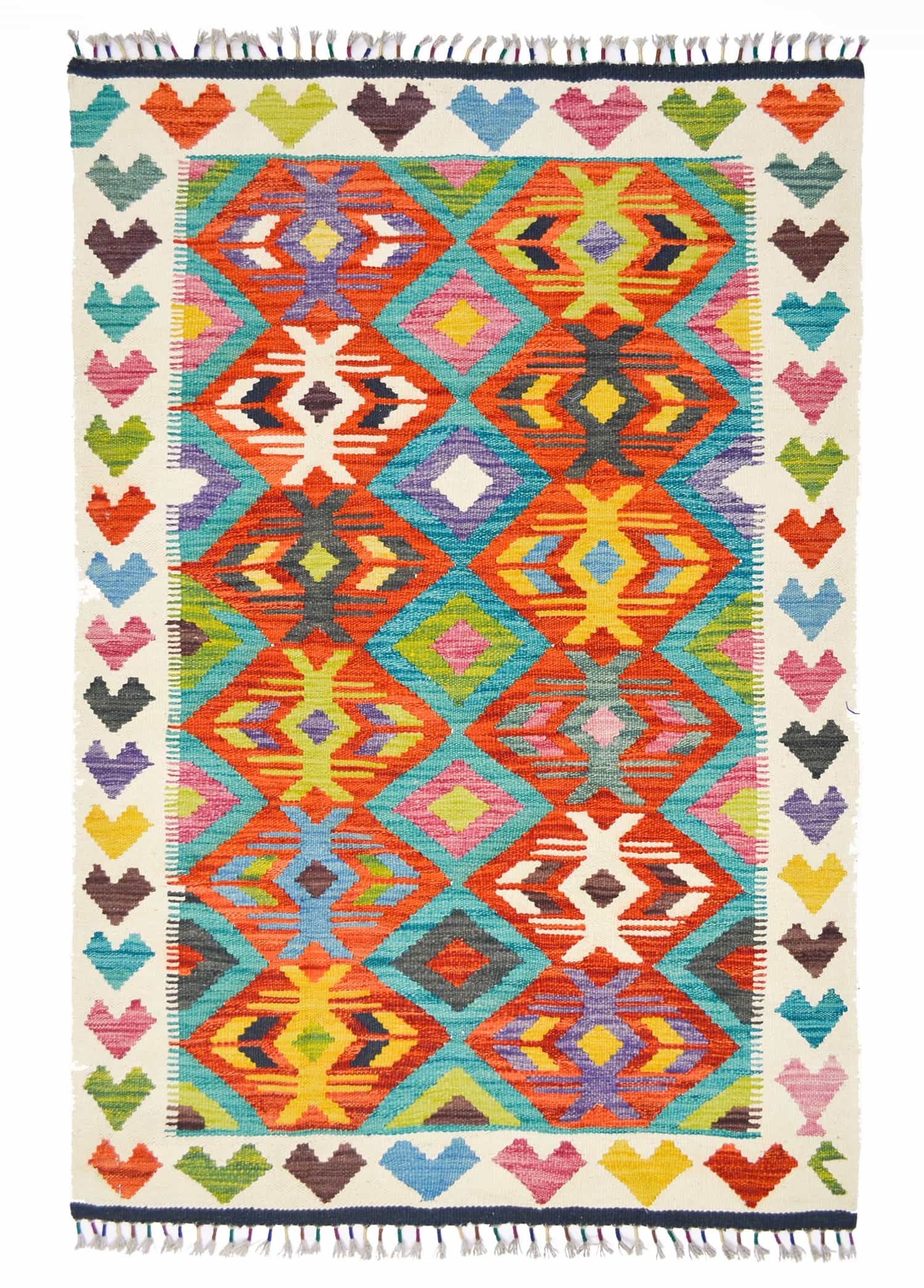 Yün İplikten El Dokuma Afgan Kilim 97x154 cm (1.49 m²)