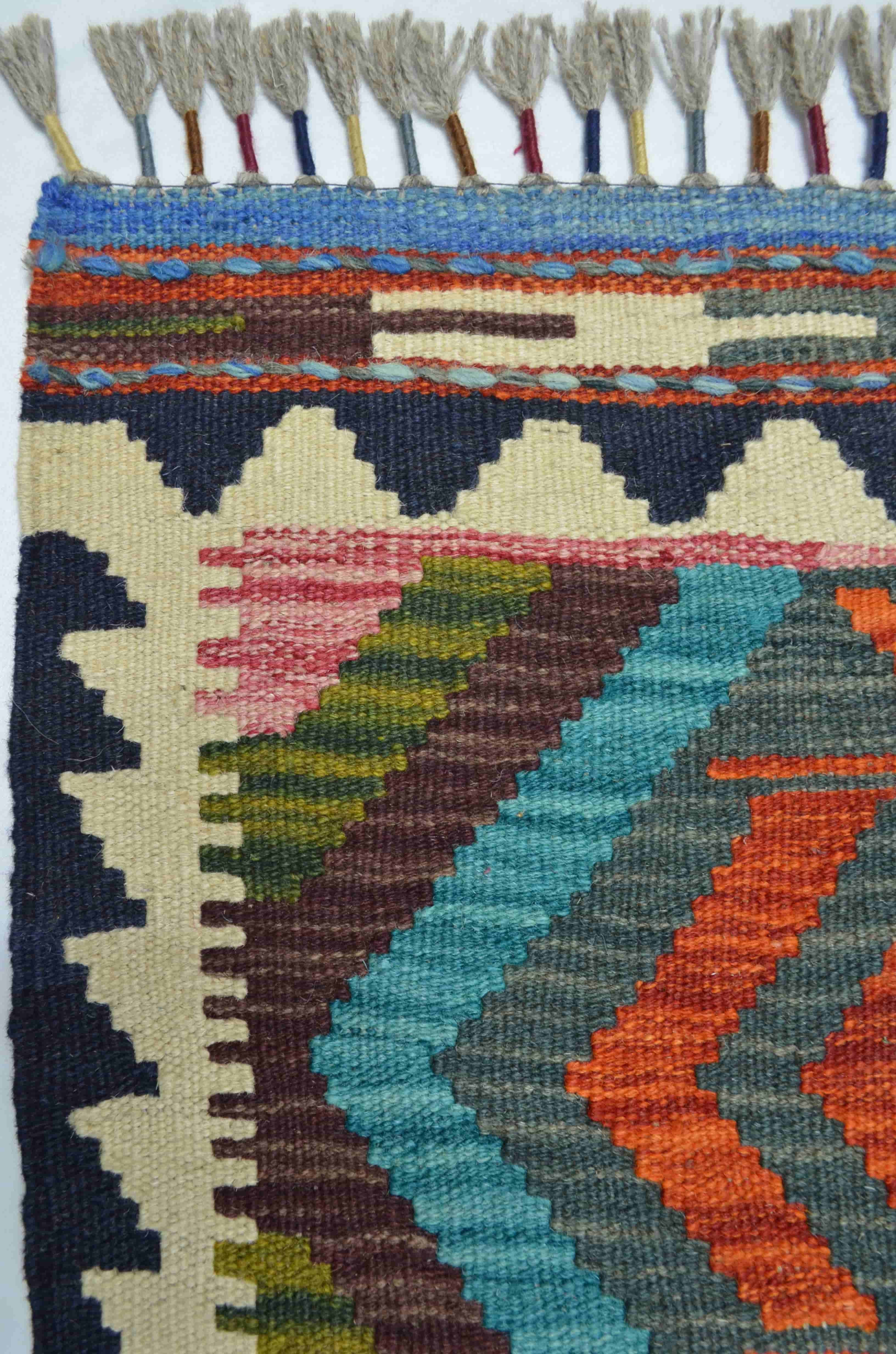 Yün İplikten El Dokuma Afgan Kilim Yolluk 53x155 cm (0.82 m²)