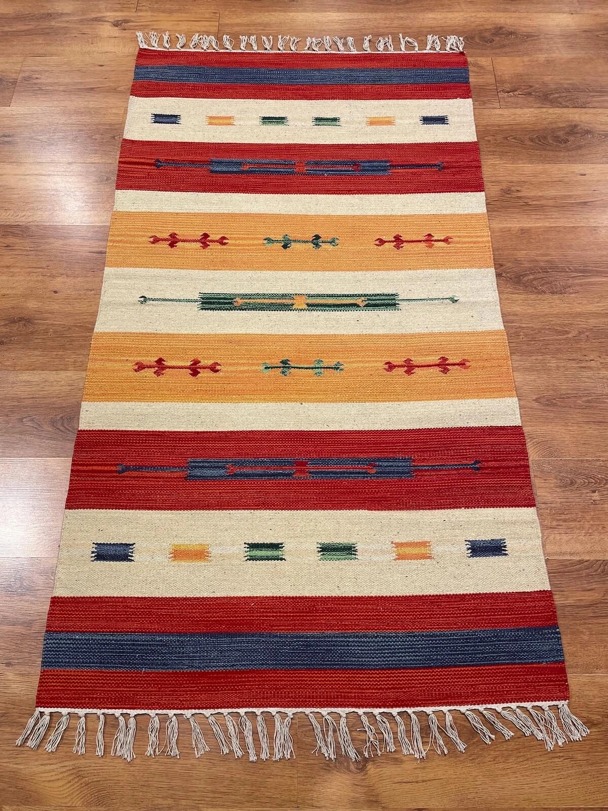 Etnik Desenli El Dokuma Pamuk Kilim Yolluk (60x280 cm, 1.68 m²)