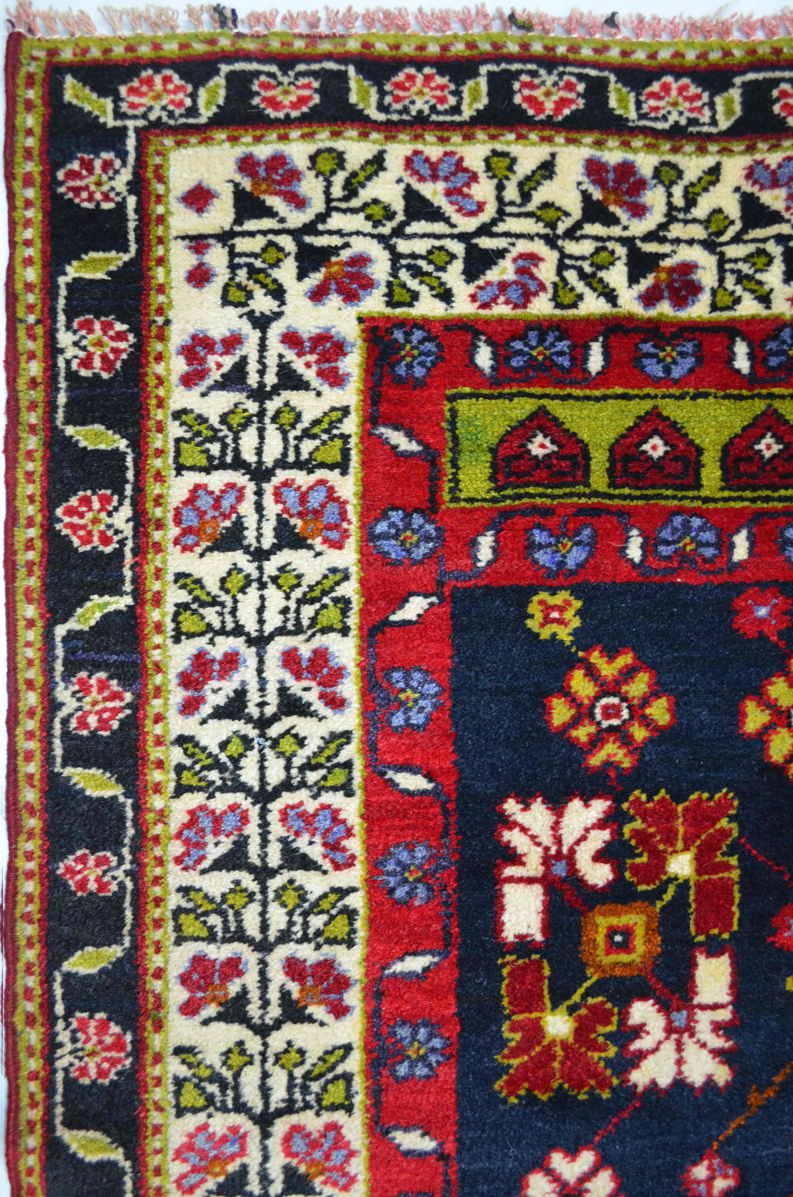 Vintage Konya Karapınar Halısı Kırmızı ve Lacivert Renk 119x237 cm (2.82 m²)