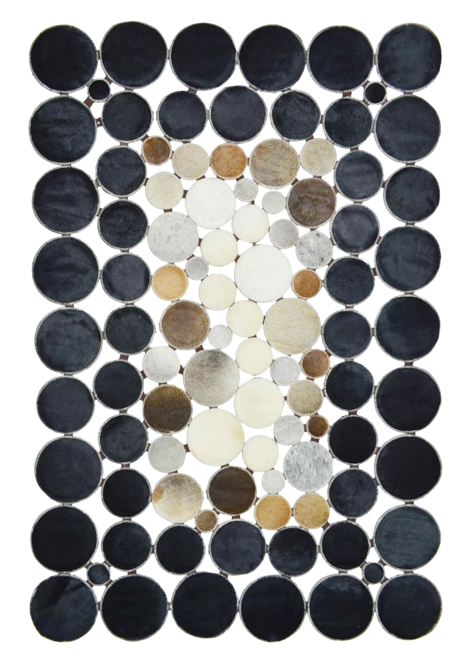 Siyah ve Kahverengi Deri Patchwork Halı 120x180 cm (2,16 m²)