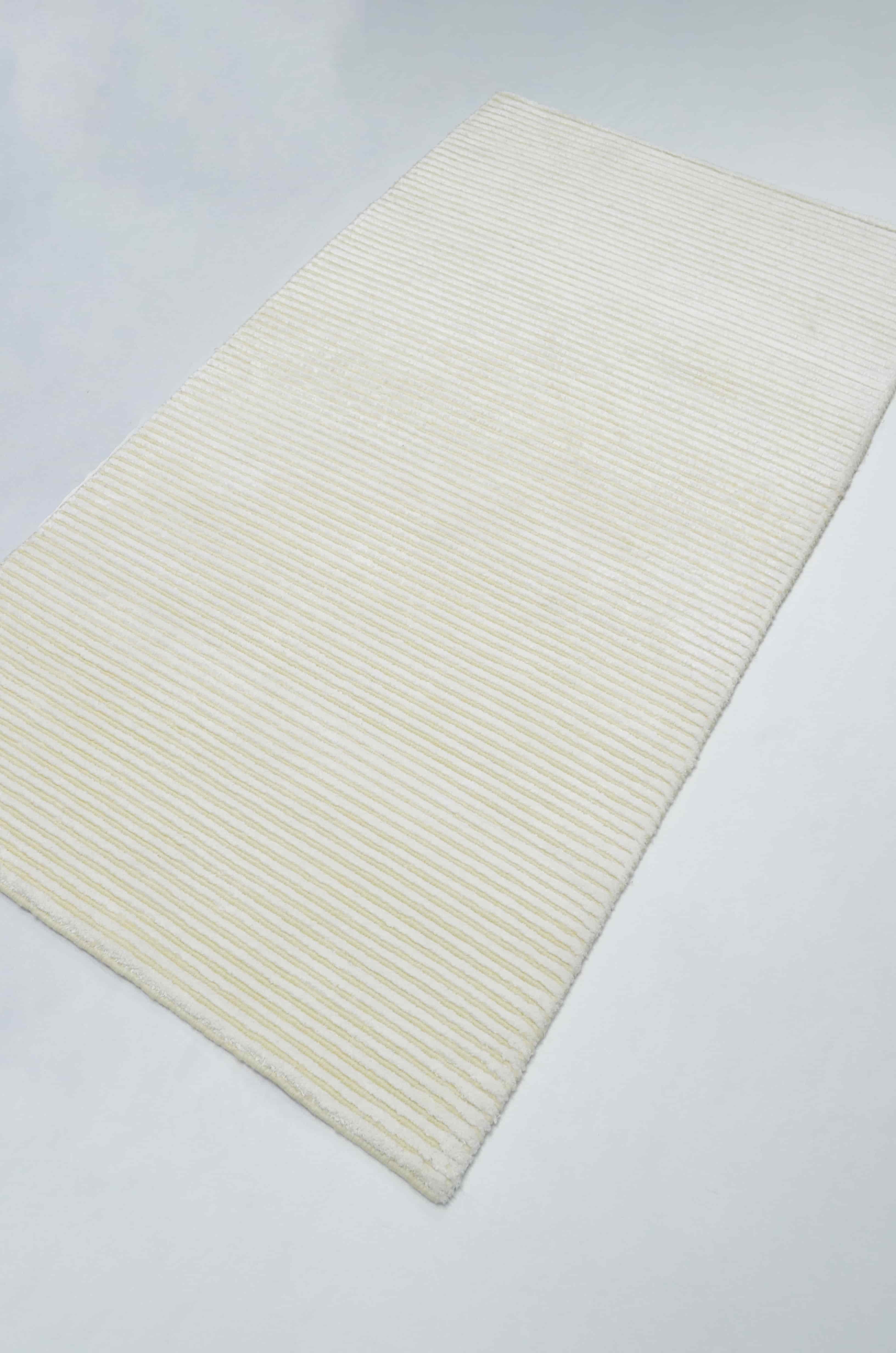 Nüans Beyaz Renk İpek Görünümlü Viskoz Modern Çizgili El Dokuma Halı 80x150 cm (1.2 m²)