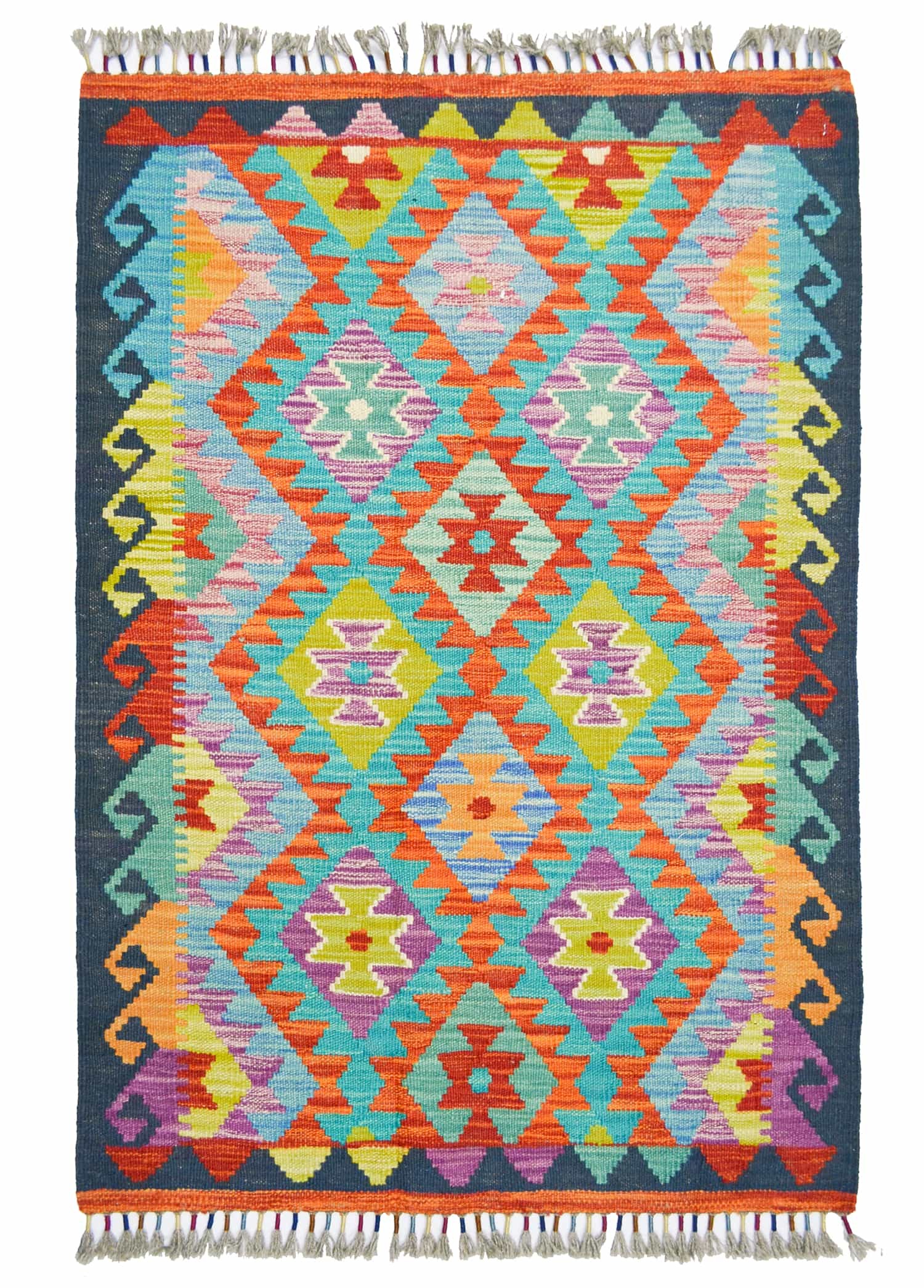 Yün İplikten El Dokuma Afgan Kilim 82x124 cm (1.02 m²)