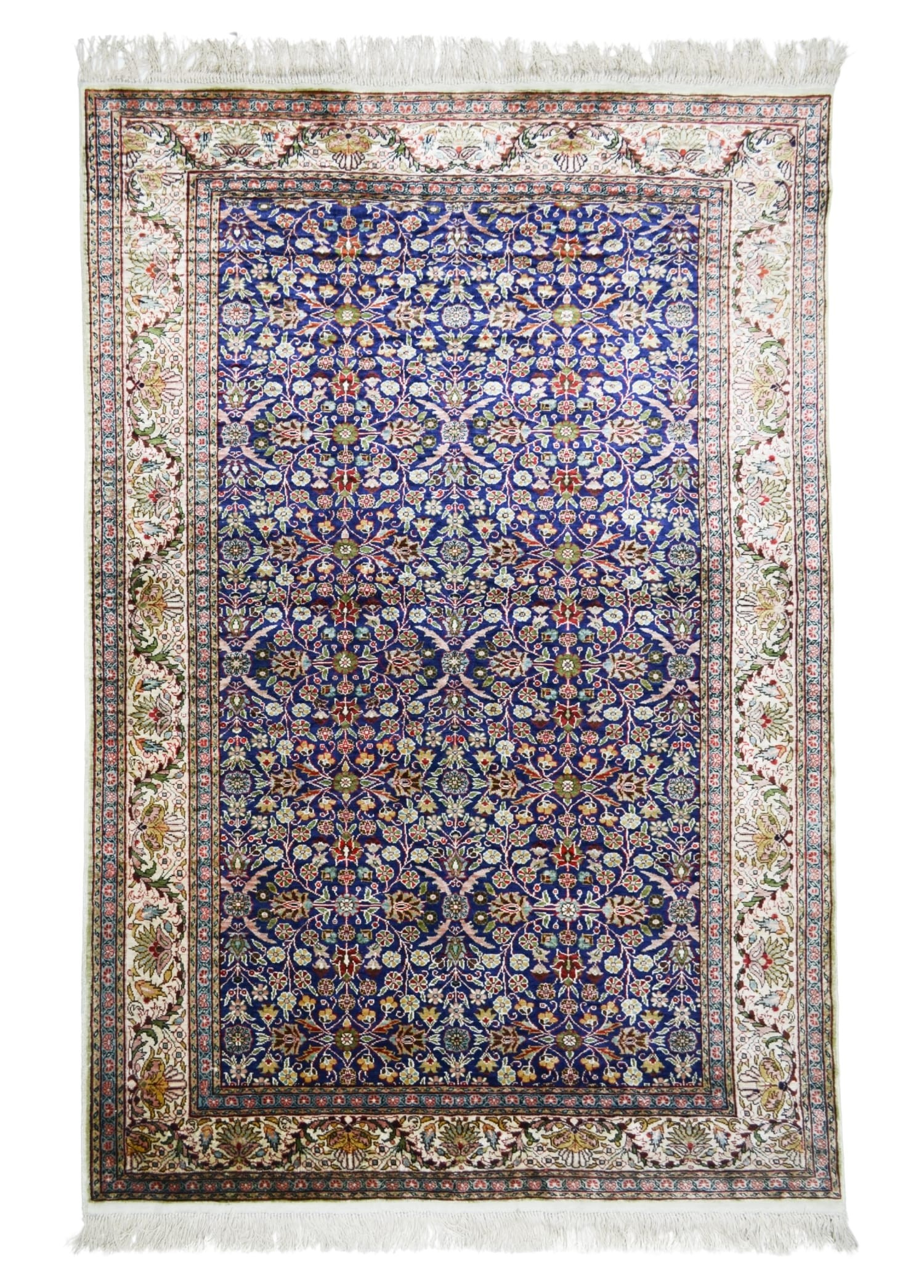 Saf İpekten El Dokuma Yedi Dağın Çiçeği Desenli Kayseri Halısı 119x176 cm (2.09 m²)