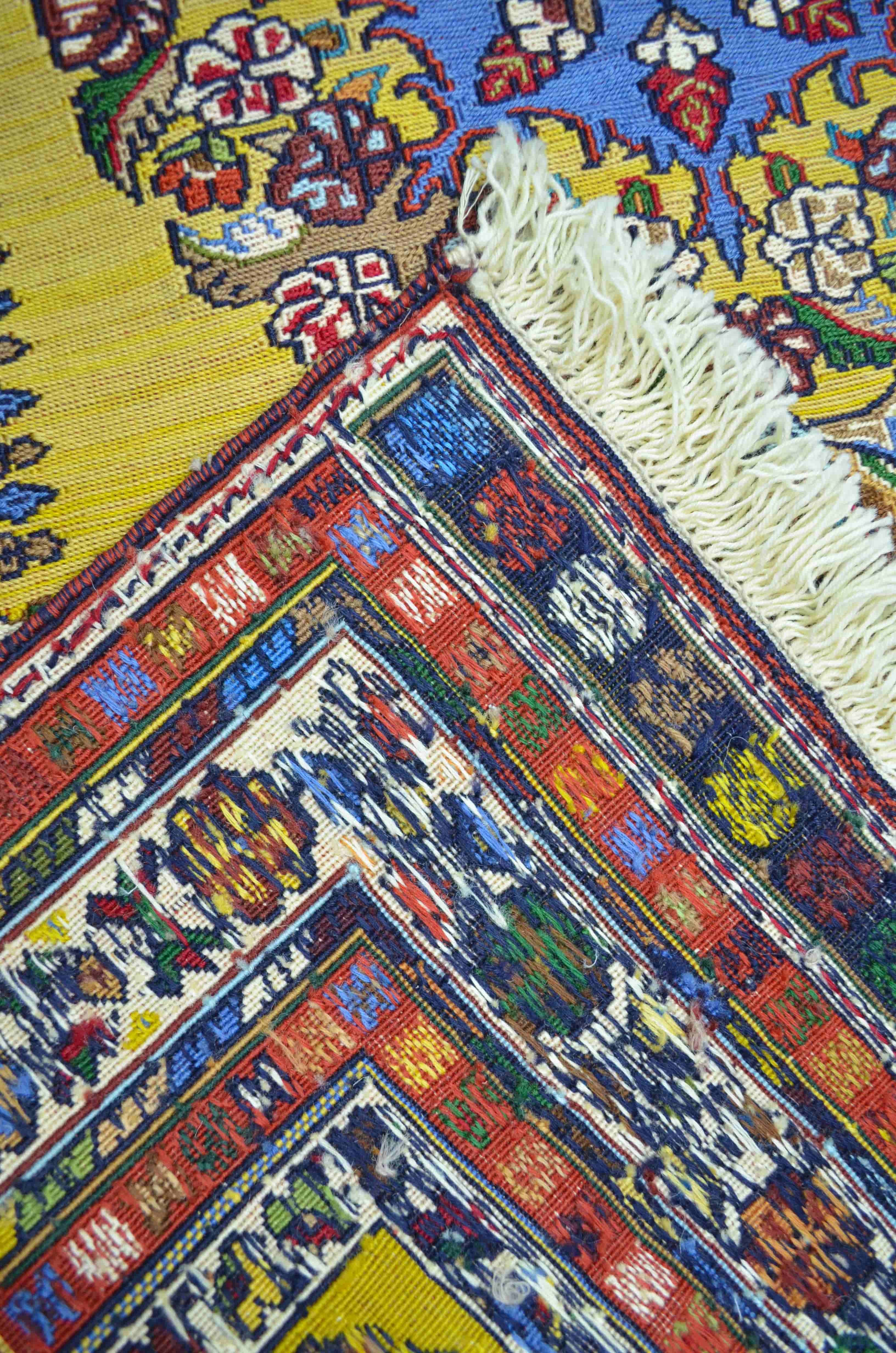 El Dokuma Sarı Renk İran Sumak Kilim 100x150 cm (1.5 m²)