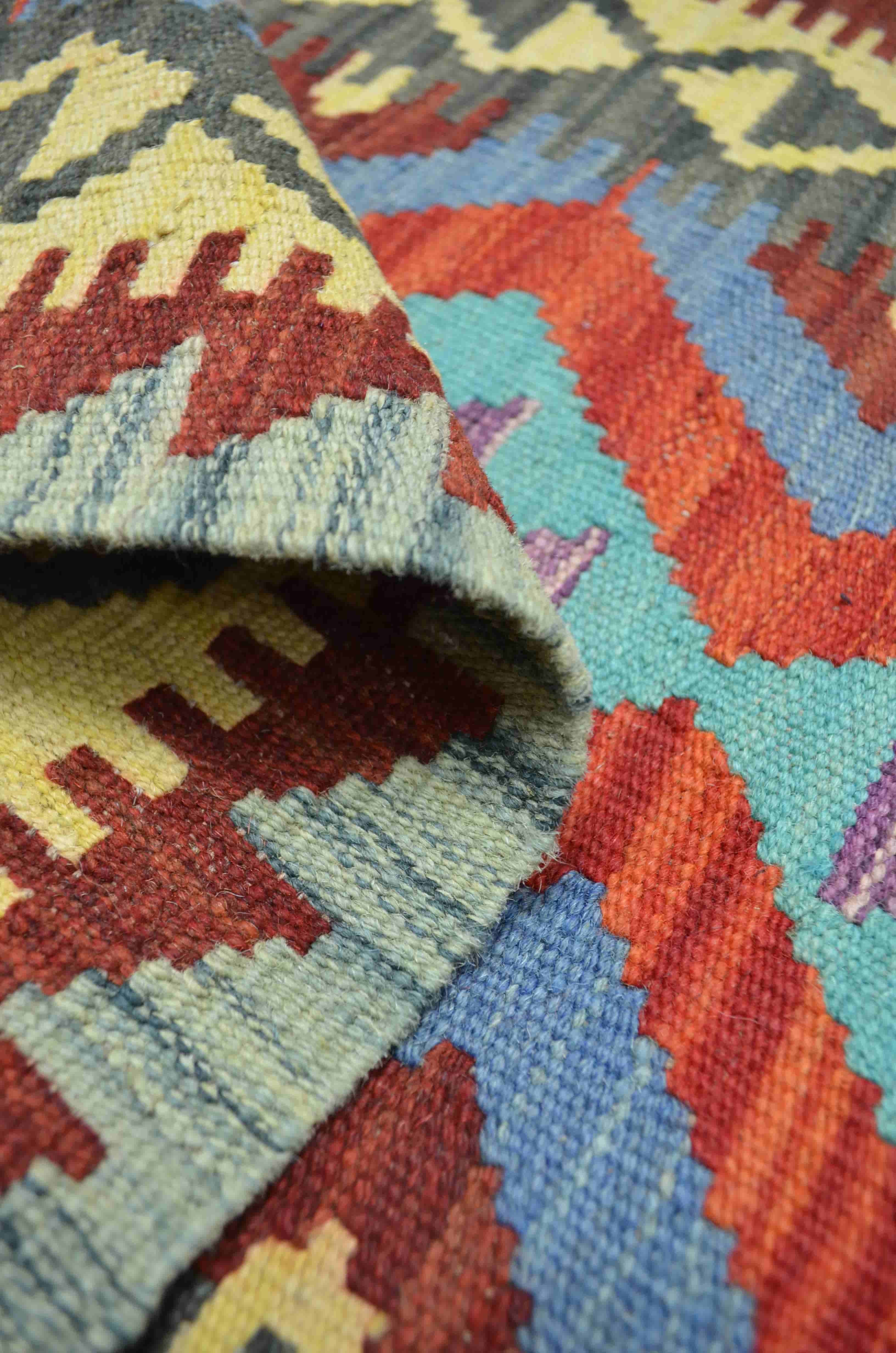 Yün İplikten El Dokuma Afgan Kilim 60x95 cm (0.57 m²)